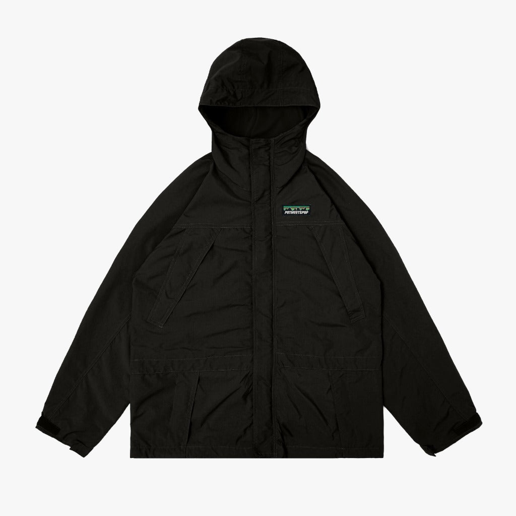 Pot Meets Pop Jaket - Leafy Outdoor Jacket Black Fw25 - Jacket