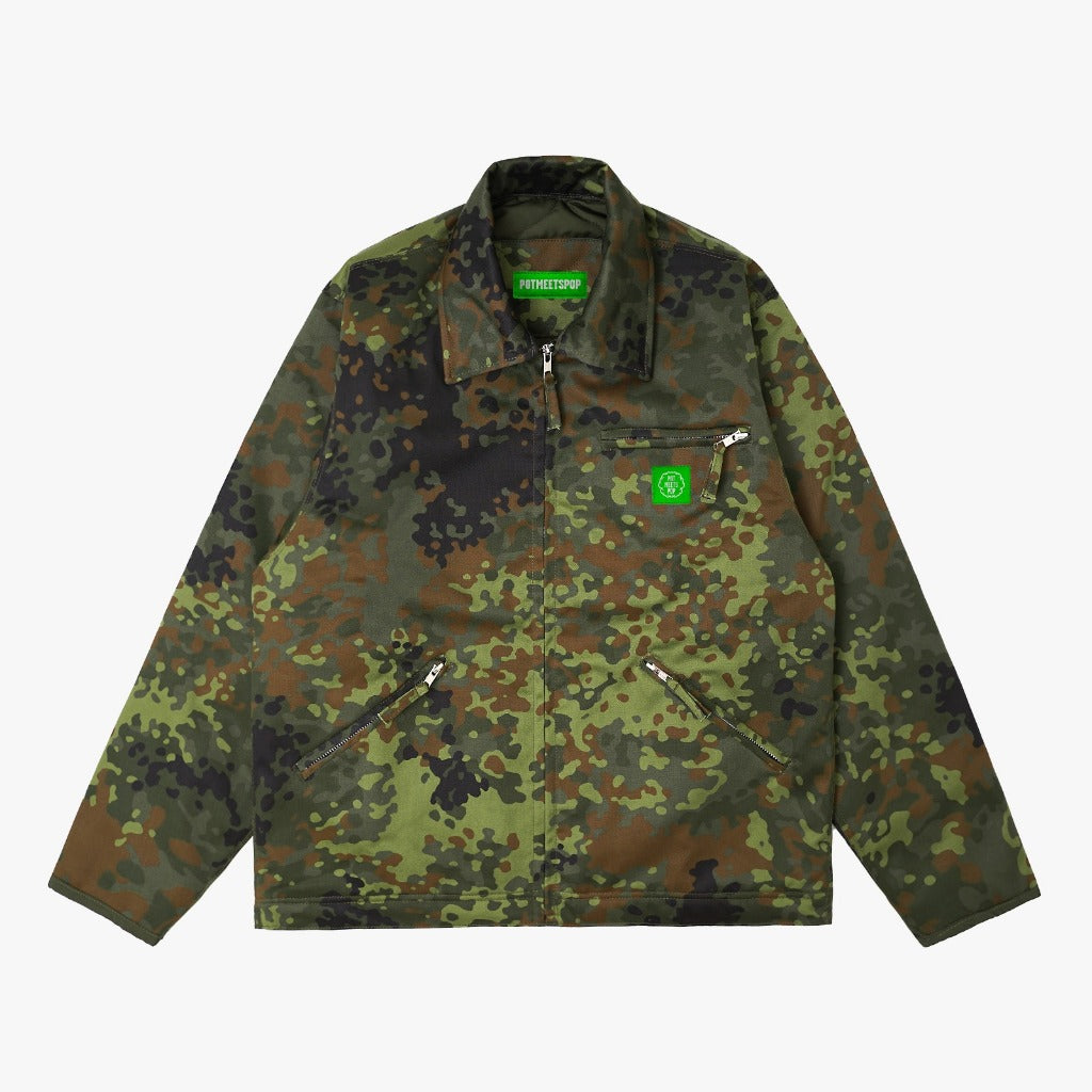 Pot Meets Pop Jaket - Herrer Quilted Lined Flectarn Camo Fw25 - Work Jacket