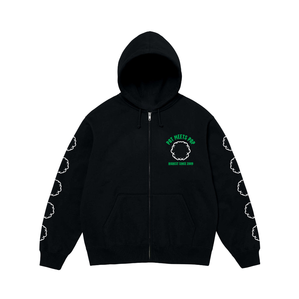Pot Meets Pop Hoodie - Smoke Logo Zip Hoodie Black Fw25 - Sweatshirt