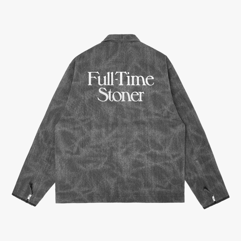 Pot Meets Pop Jaket - Herrer Quilted Lined Distress Print Canvas Black Fw25 - Work Jacket