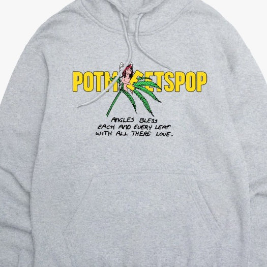 Pot Meets Pop Hoodie - Leaf Logo Hoodie Heather Grey Fw25 - Sweatshirt