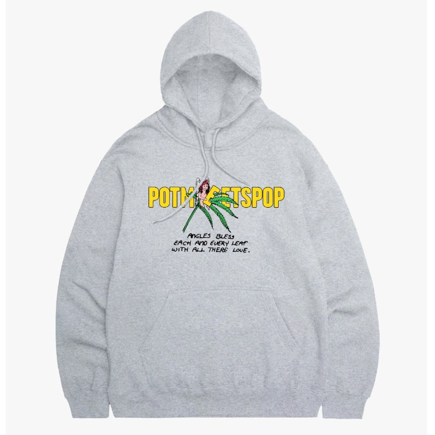Pot Meets Pop Hoodie - Leaf Logo Hoodie Heather Grey Fw25 - Sweatshirt