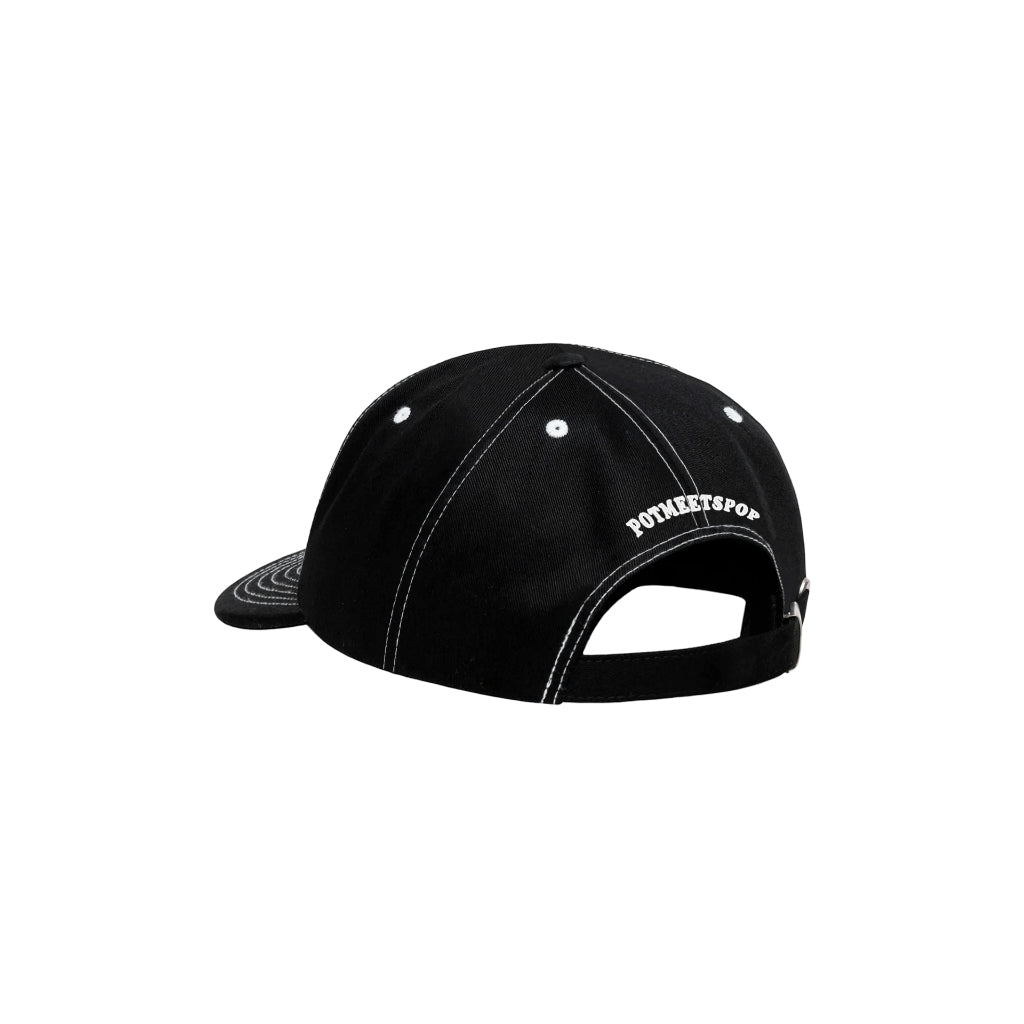 Pot Meets Pop Topi - Downers 6 Panel Black Fw25 - Cap