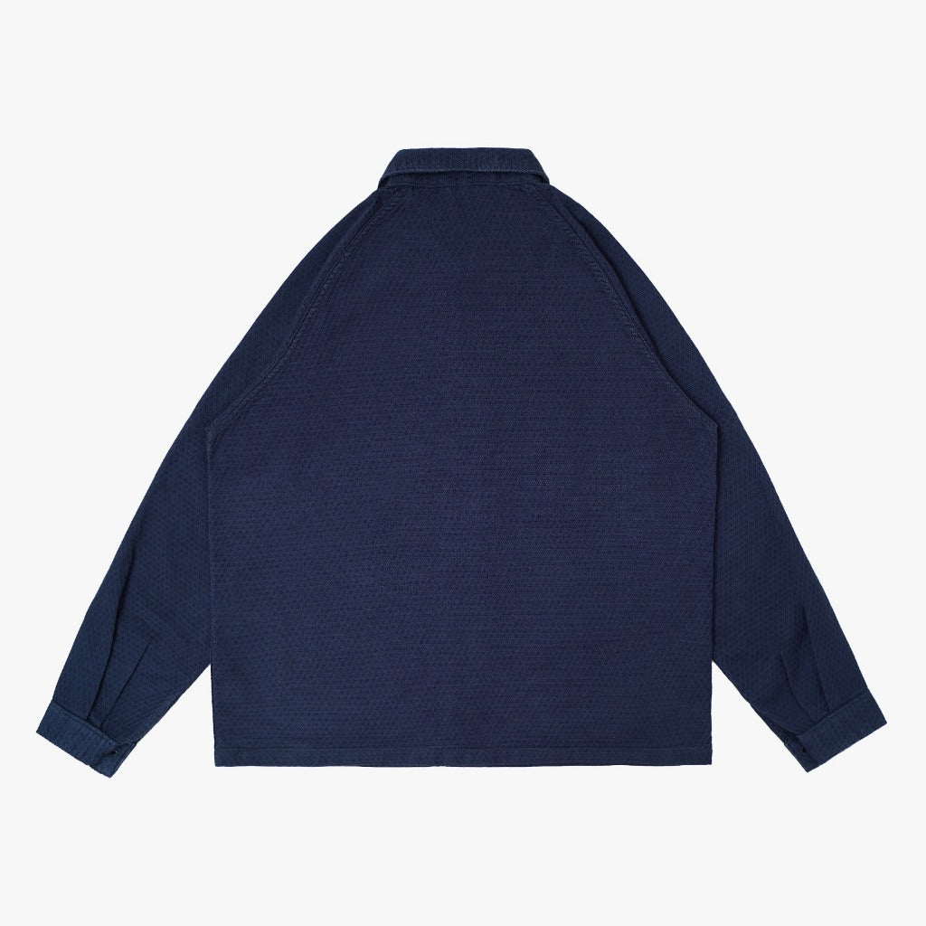 Pot Meets Pop Jaket - French Cookies French Coat Dobby Canvas Washed Indigo Fw25 - Workwear Jacket