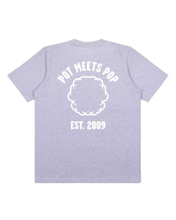 POT MEETS POP - LOGO SMOKE TEE HEATHER GREY WHITE