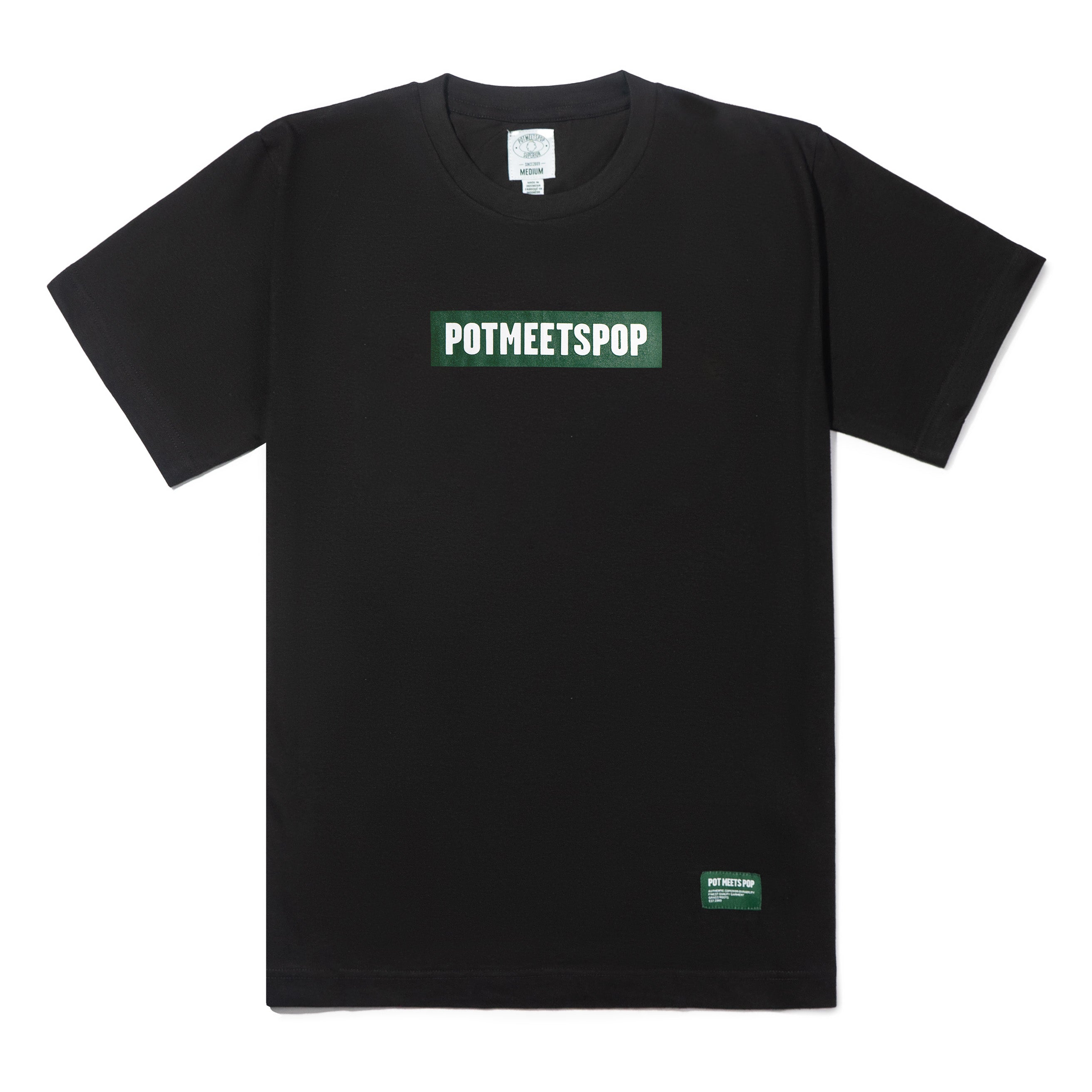 Pot Meets Pop Tshirt - Box Logo Tee Black