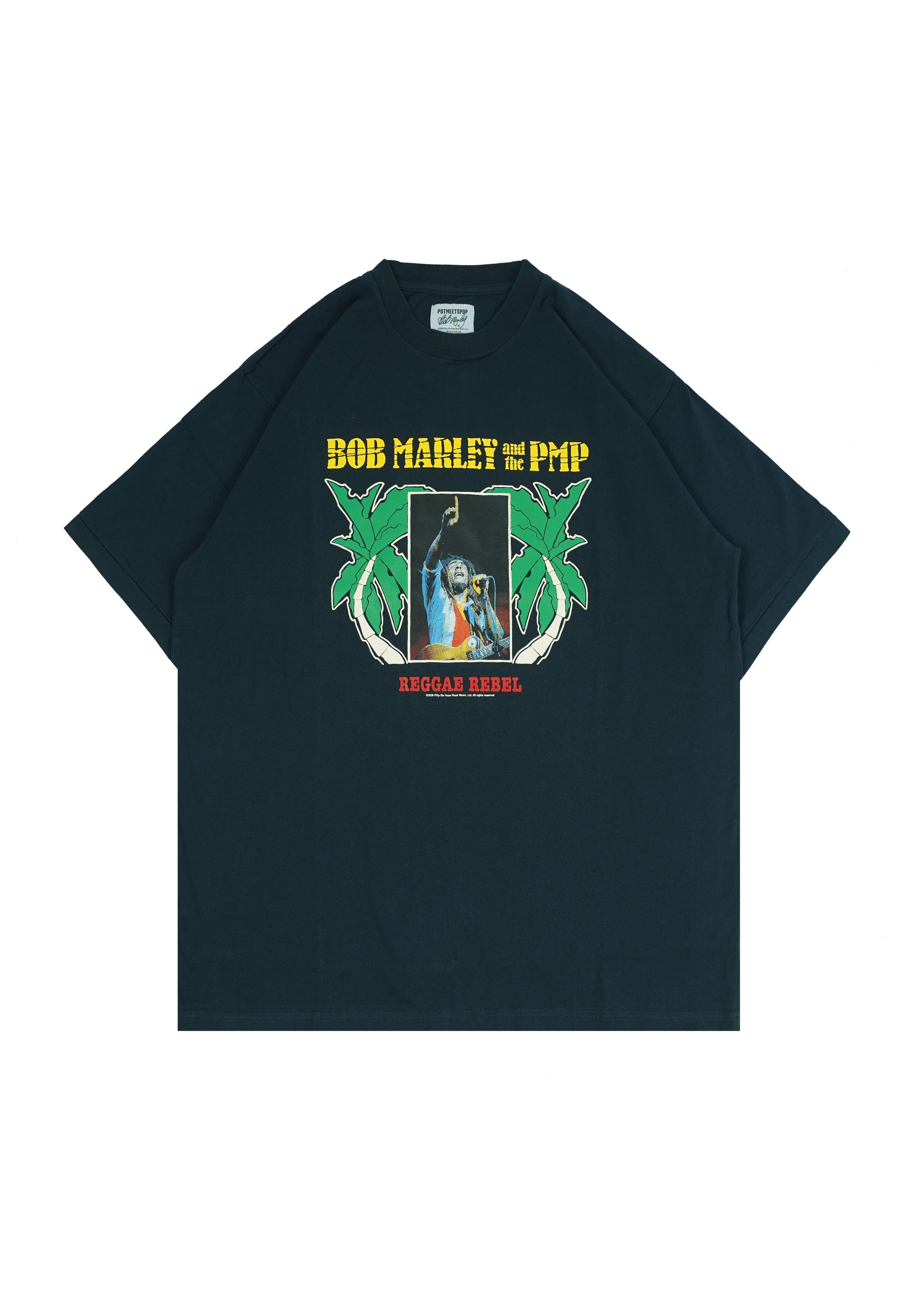 Pot Meets Pop x Bob Marley - Reggae Label Tee Navy