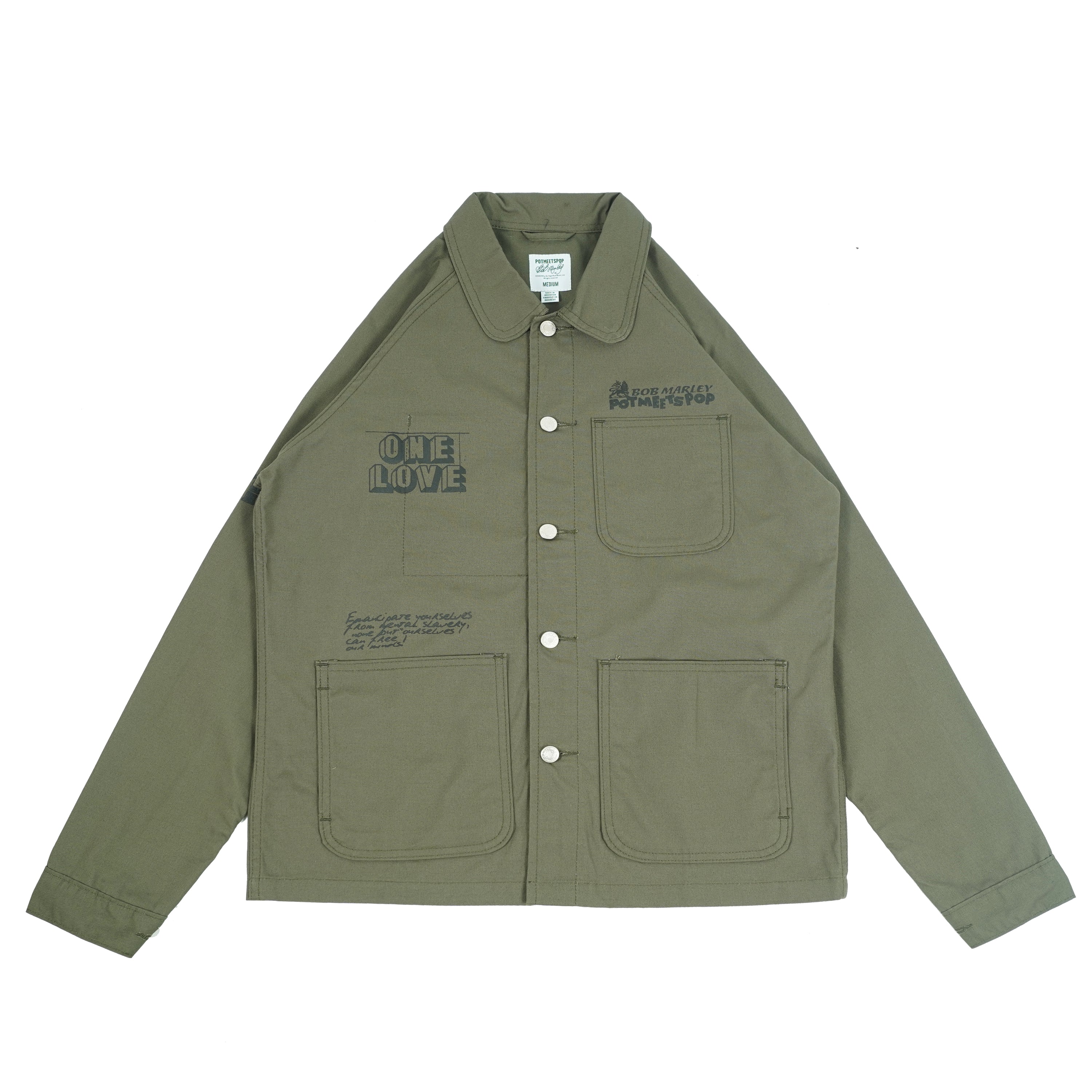 Pot Meets Pop x Bob Marley - Jamming Chore Coat Olive Green