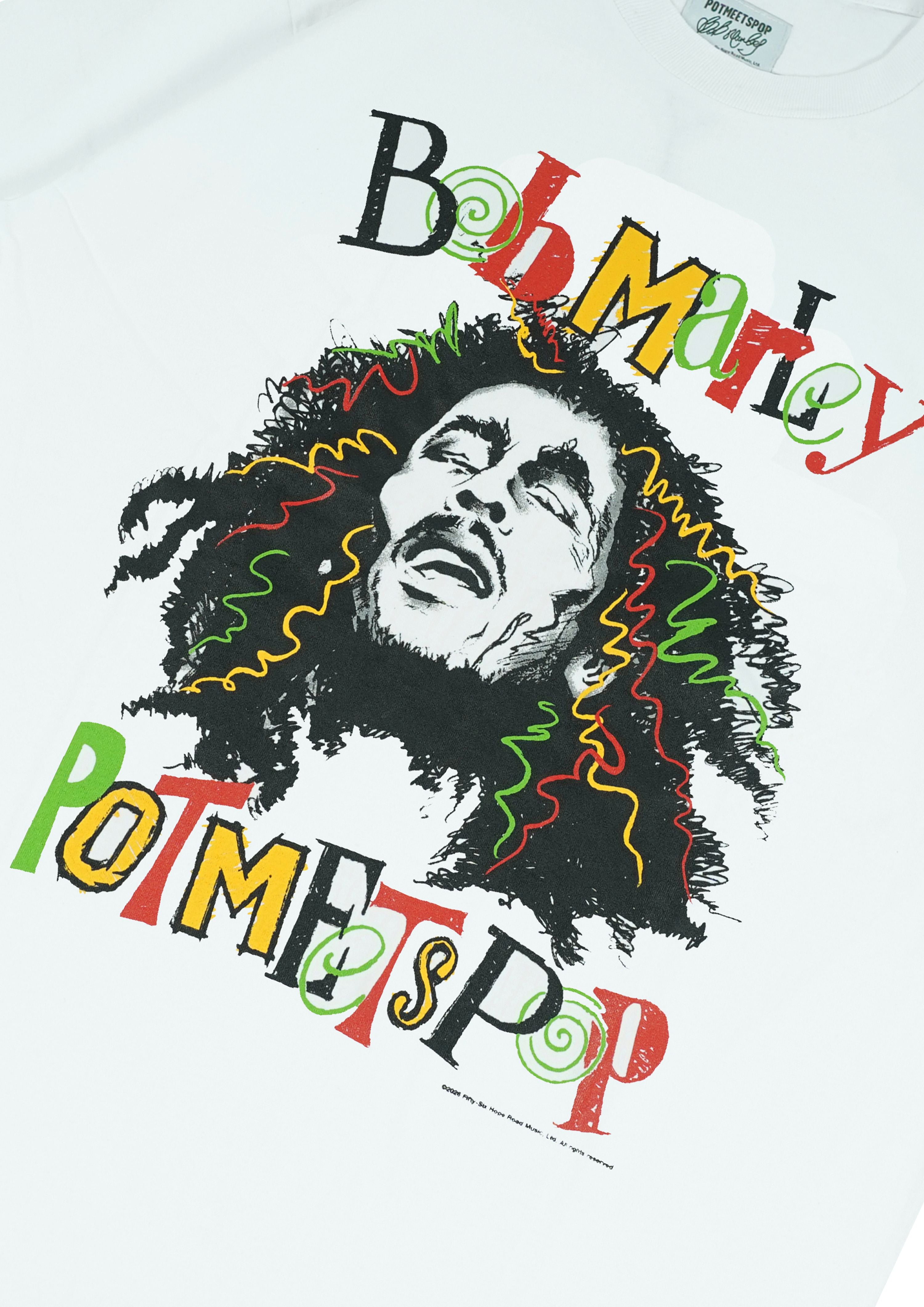 Pot Meets Pop x Bob Marley - Sketch Tee White