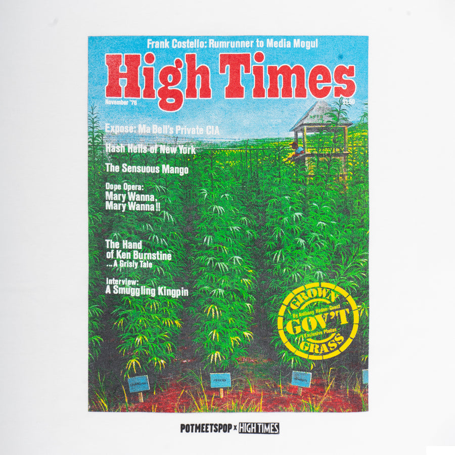 POT MEETS POP X HIGH TIMES MAGAZINE - GROWN GRASS TEE WHITE