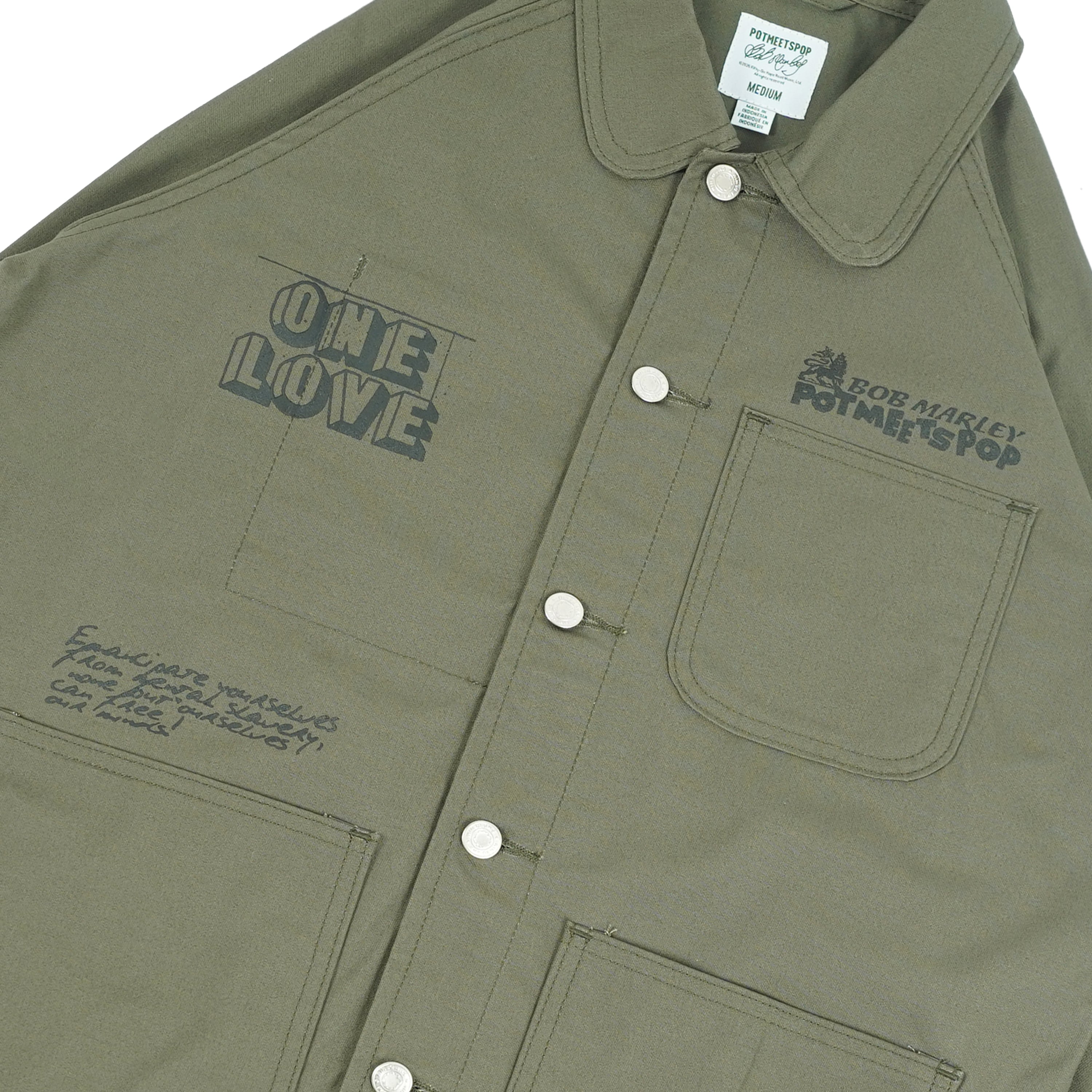 Pot Meets Pop x Bob Marley - Jamming Chore Coat Olive Green