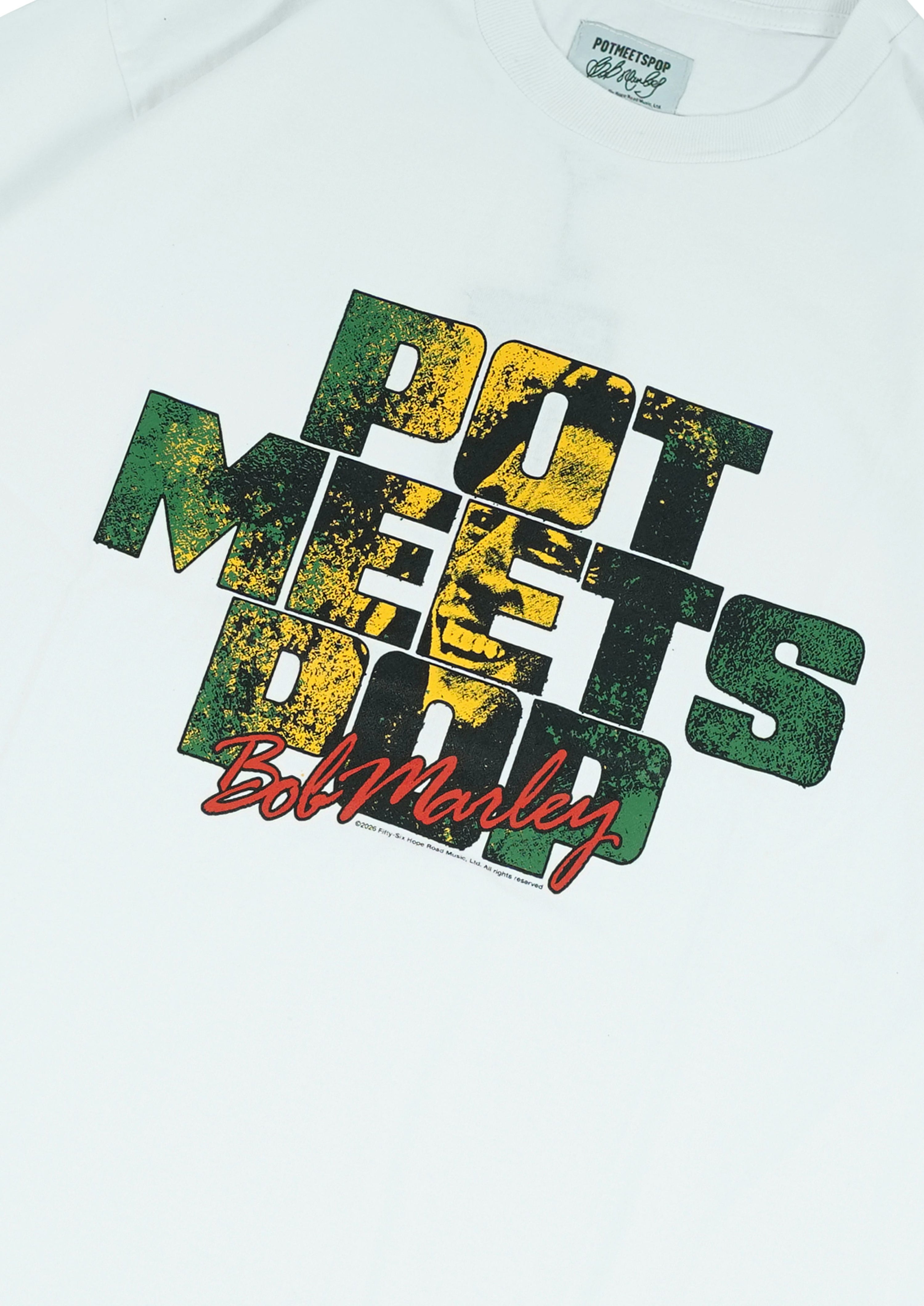 Pot Meets Pop x Bob Marley - Sunset Tee White