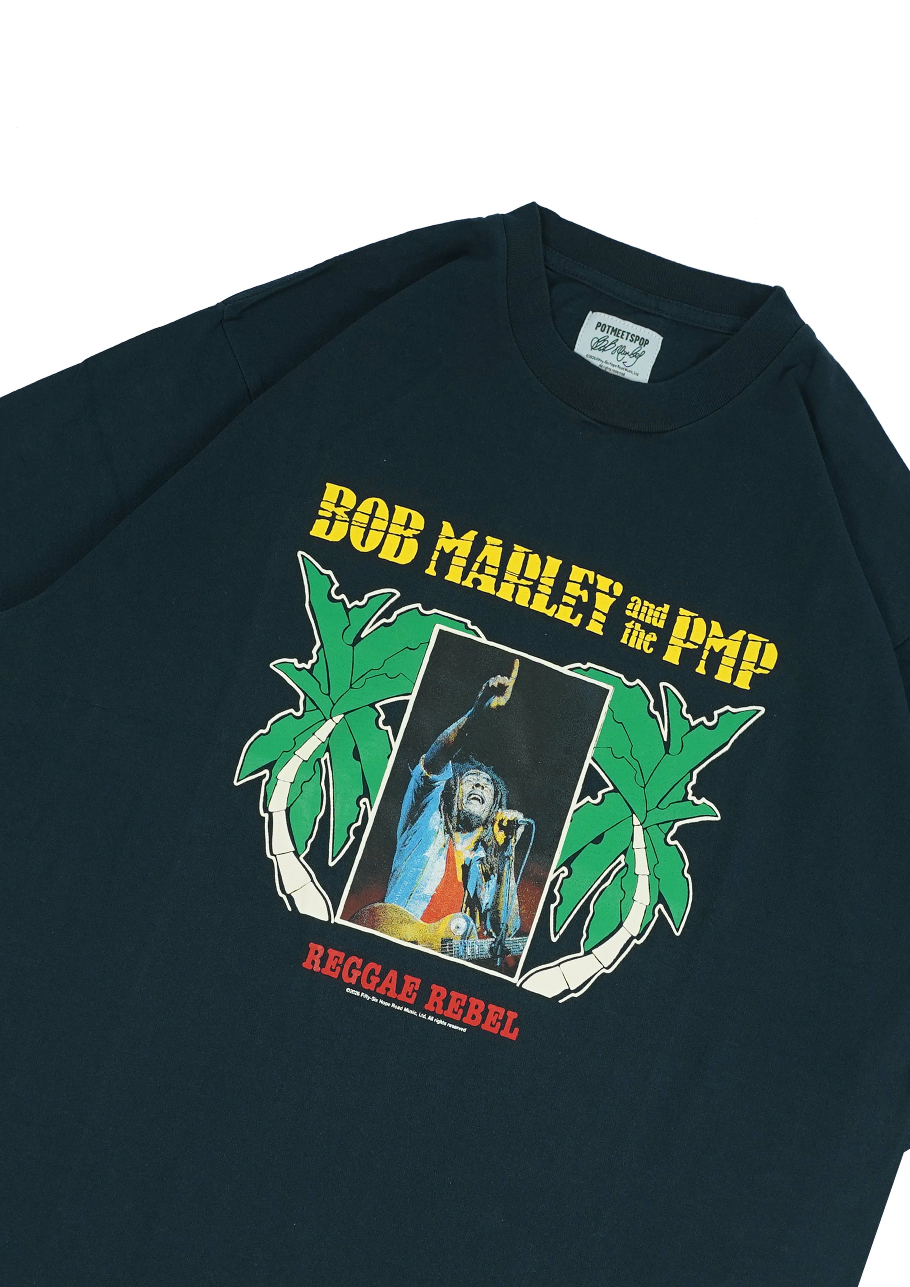 Pot Meets Pop x Bob Marley - Reggae Label Tee Navy