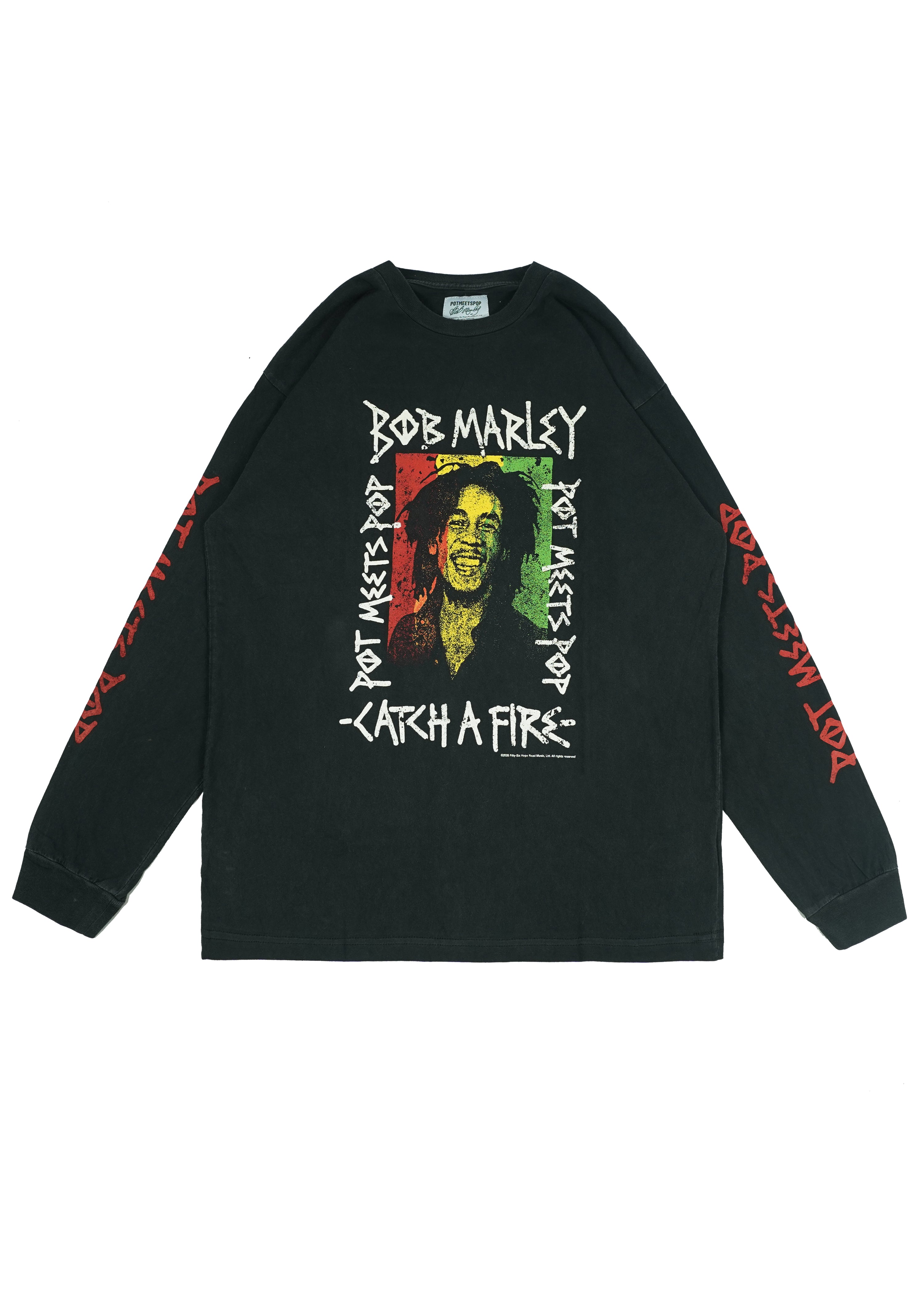 Pot Meets Pop x Bob Marley - Catch A fire Longsleeve Black