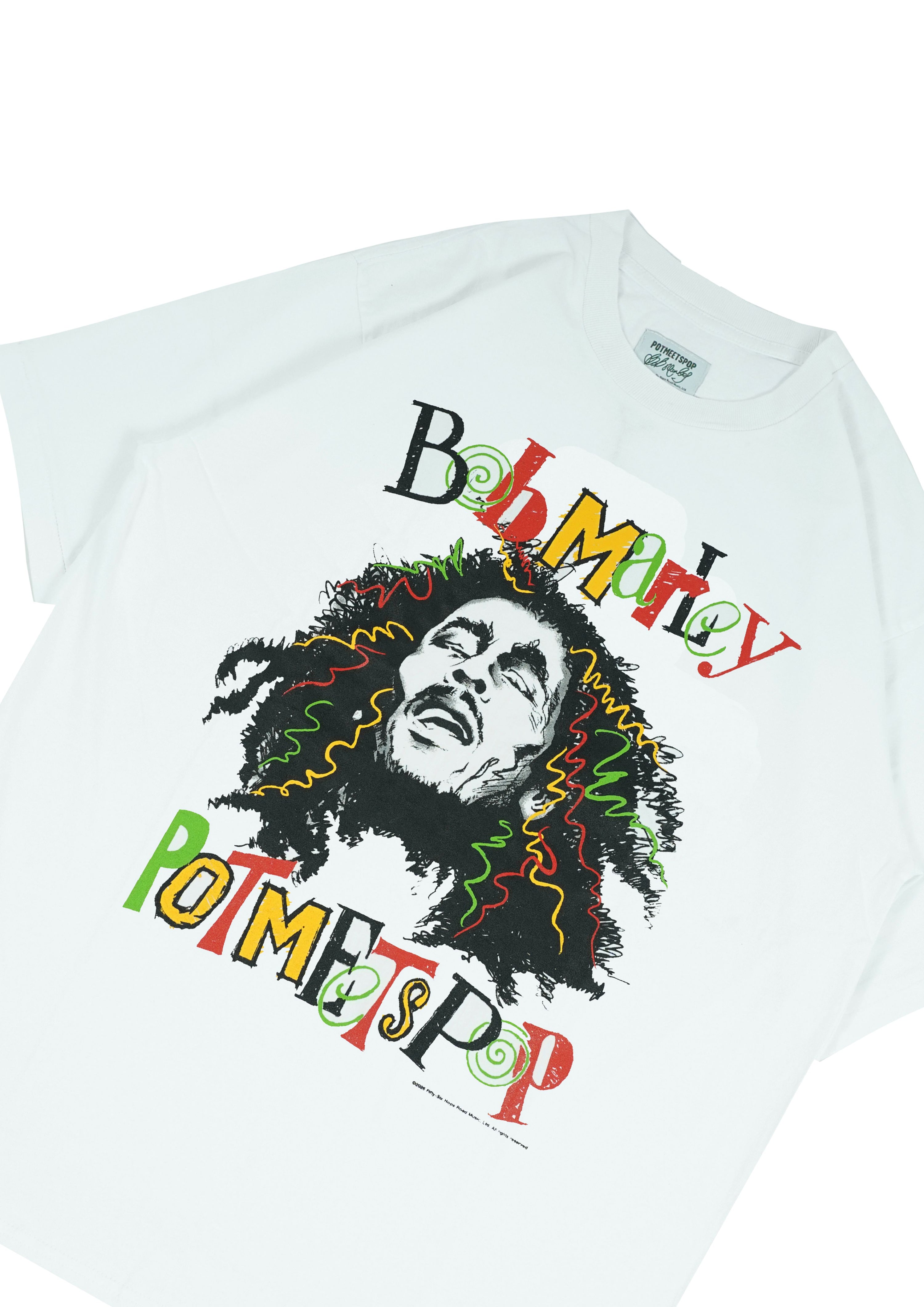 Pot Meets Pop x Bob Marley - Sketch Tee White