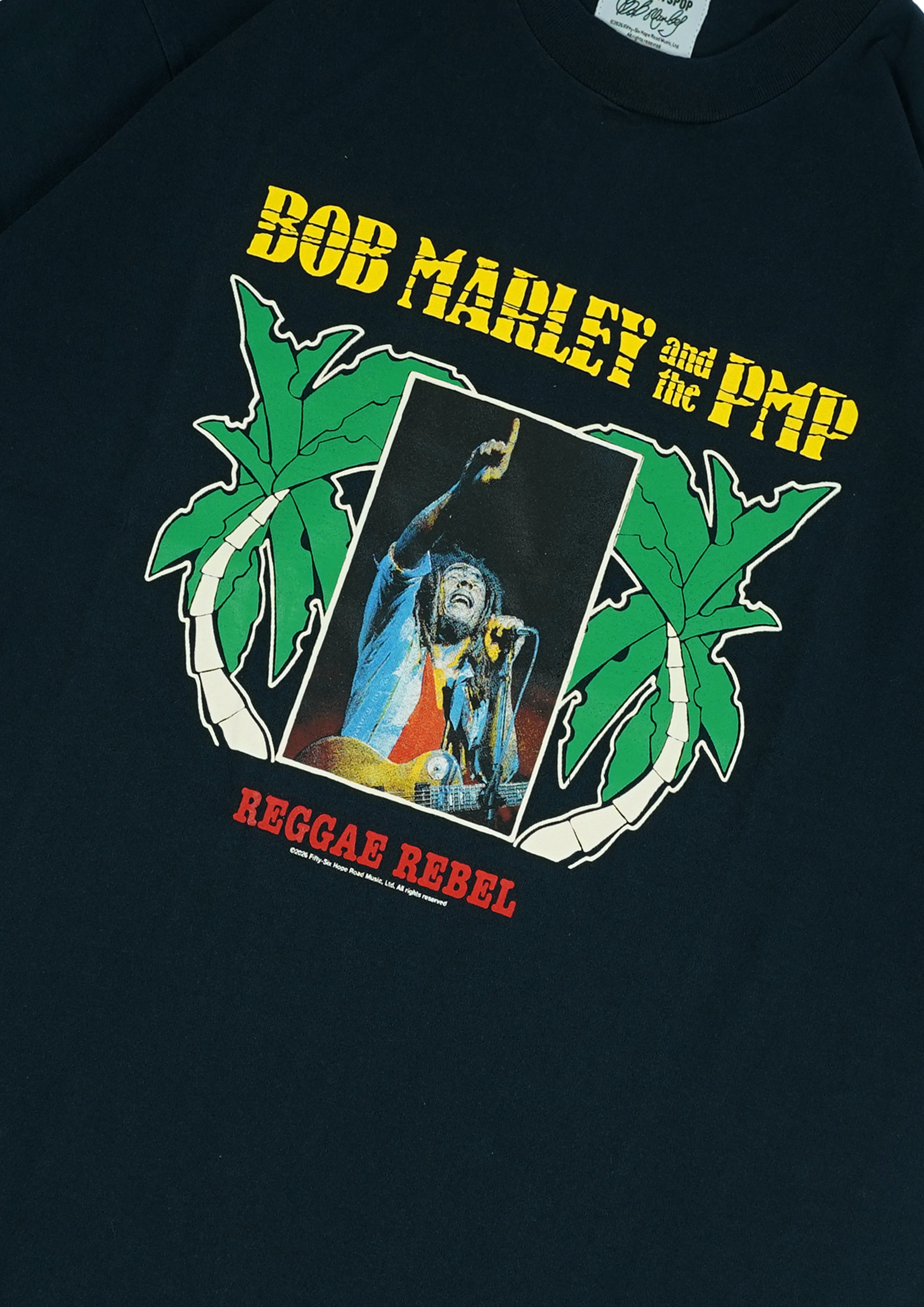 Pot Meets Pop x Bob Marley - Reggae Label Tee Navy
