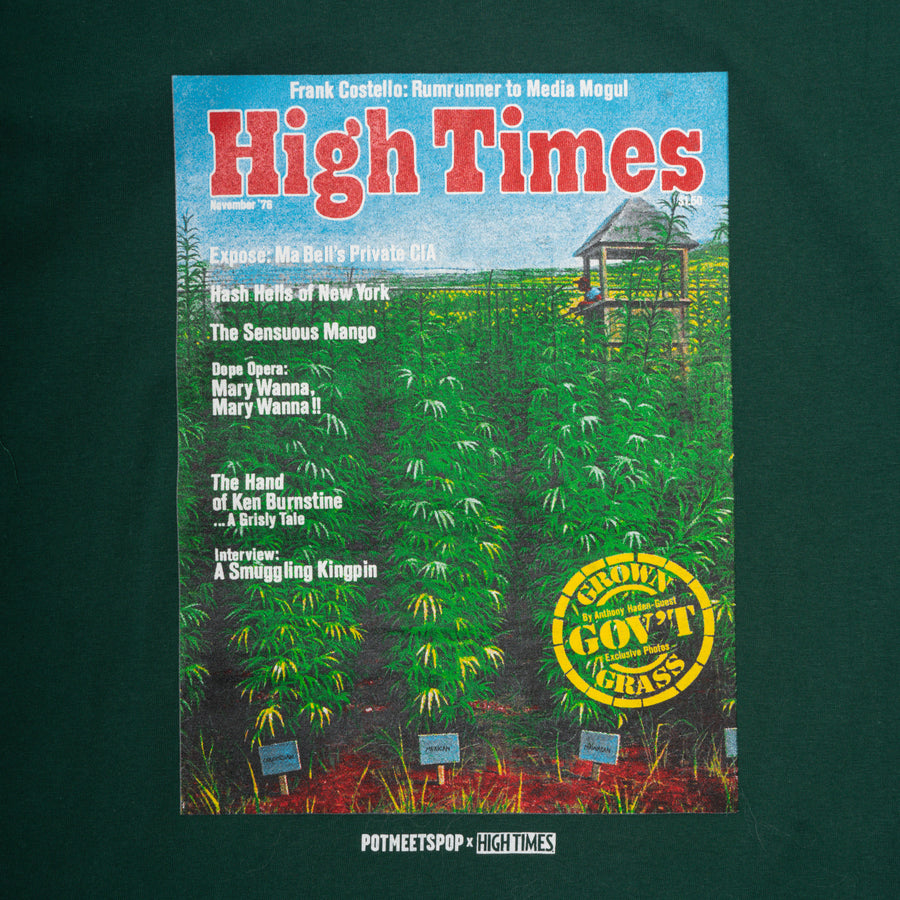 POT MEETS POP X HIGH TIMES MAGAZINE - GROWN GRASS TEE GREEN