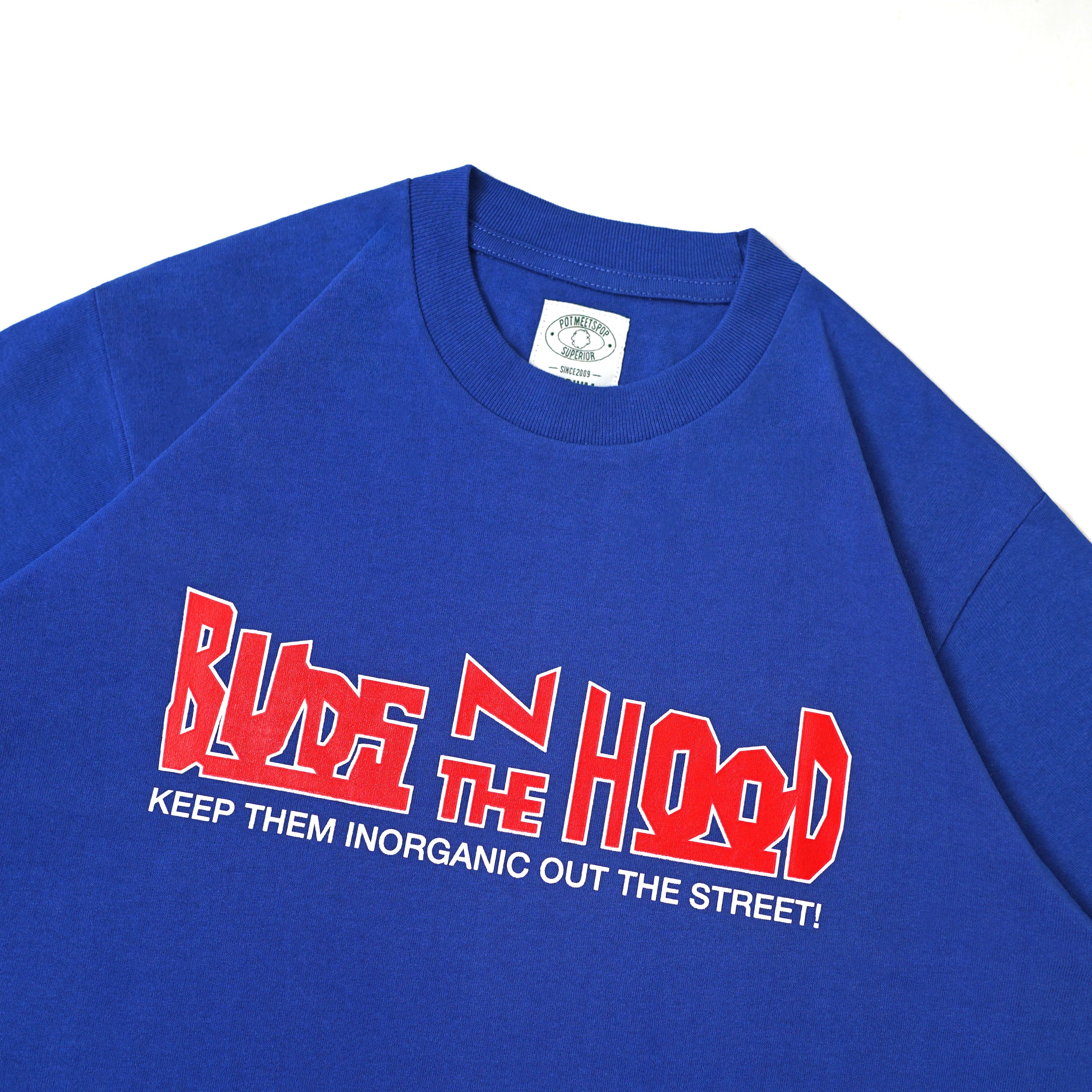 Pot Meets Pop Tshirt - Budz In The Hood Tee Blue Ss25