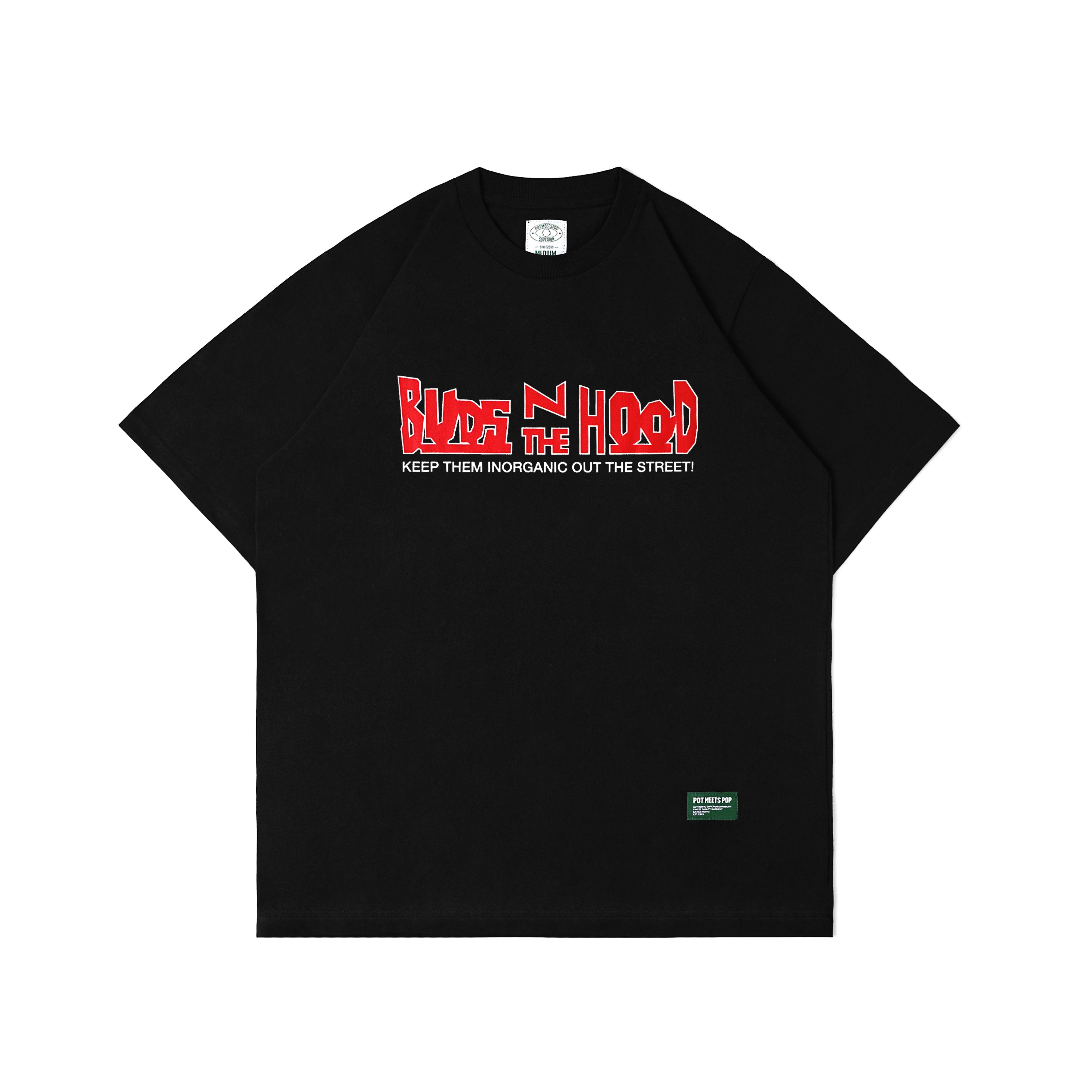 Pot Meets Pop Tshirt - Budz In The Hood Tee Black Ss25