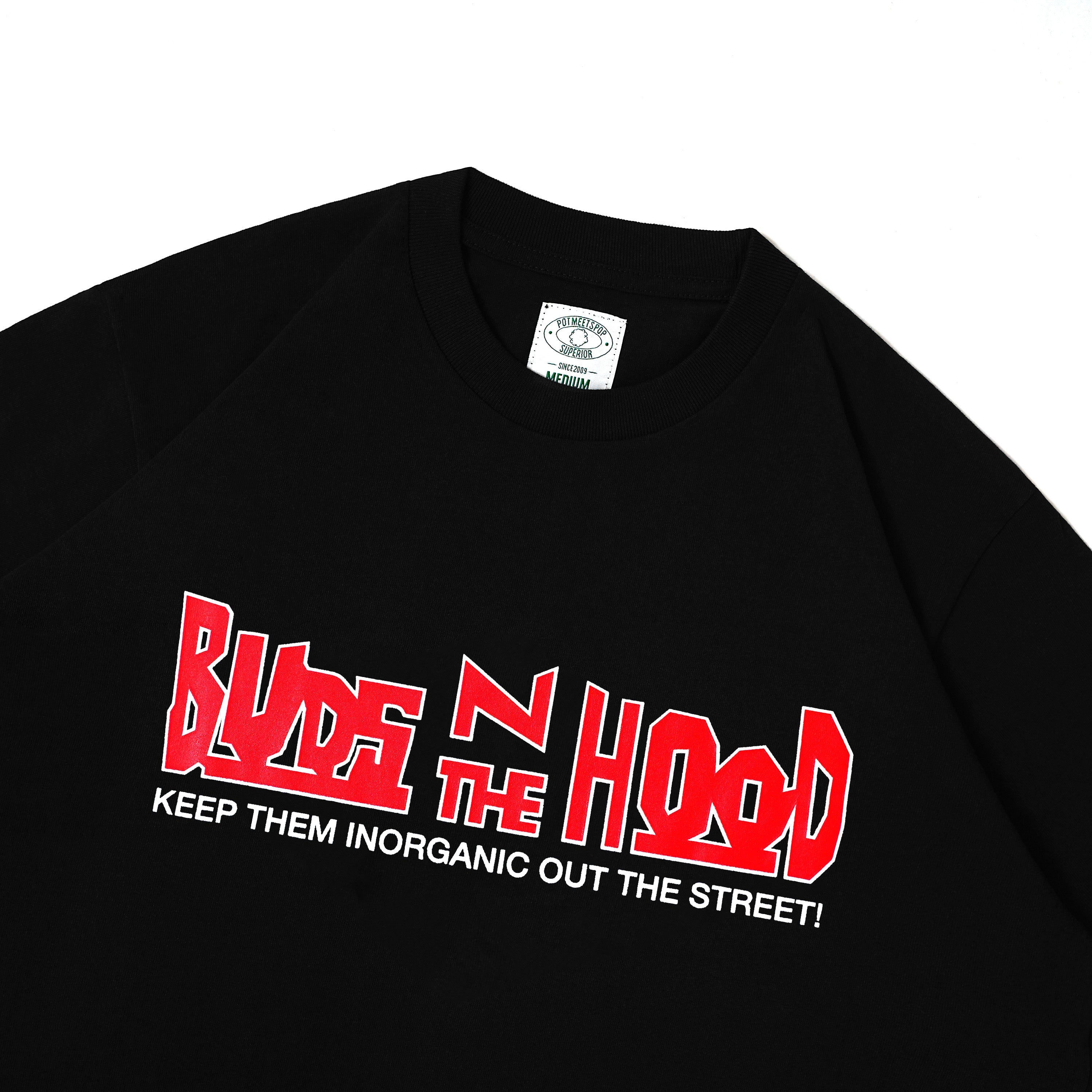 Pot Meets Pop Tshirt - Budz In The Hood Tee Black Ss25