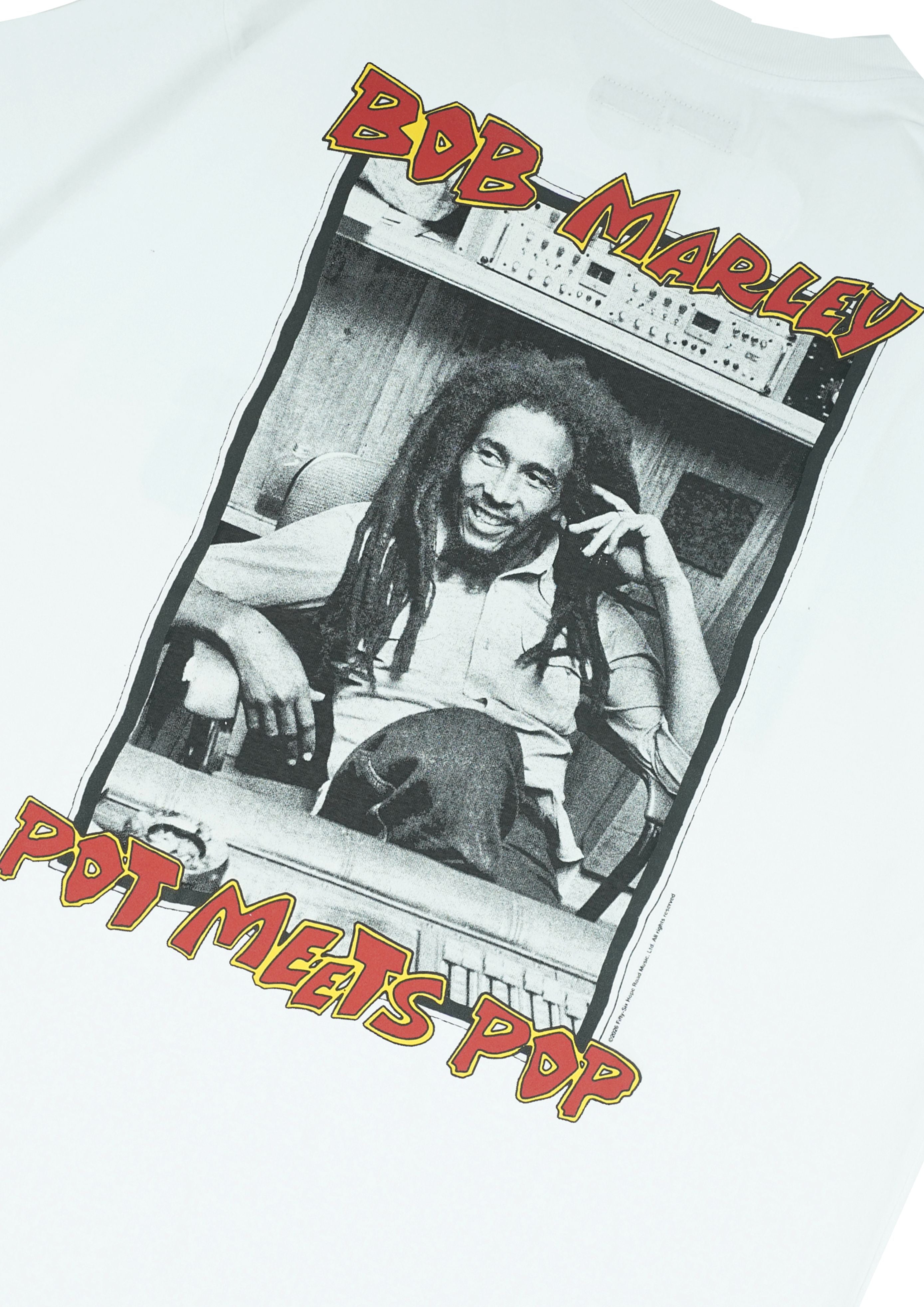 Pot Meets Pop x Bob Marley - Up Rissing Tee White