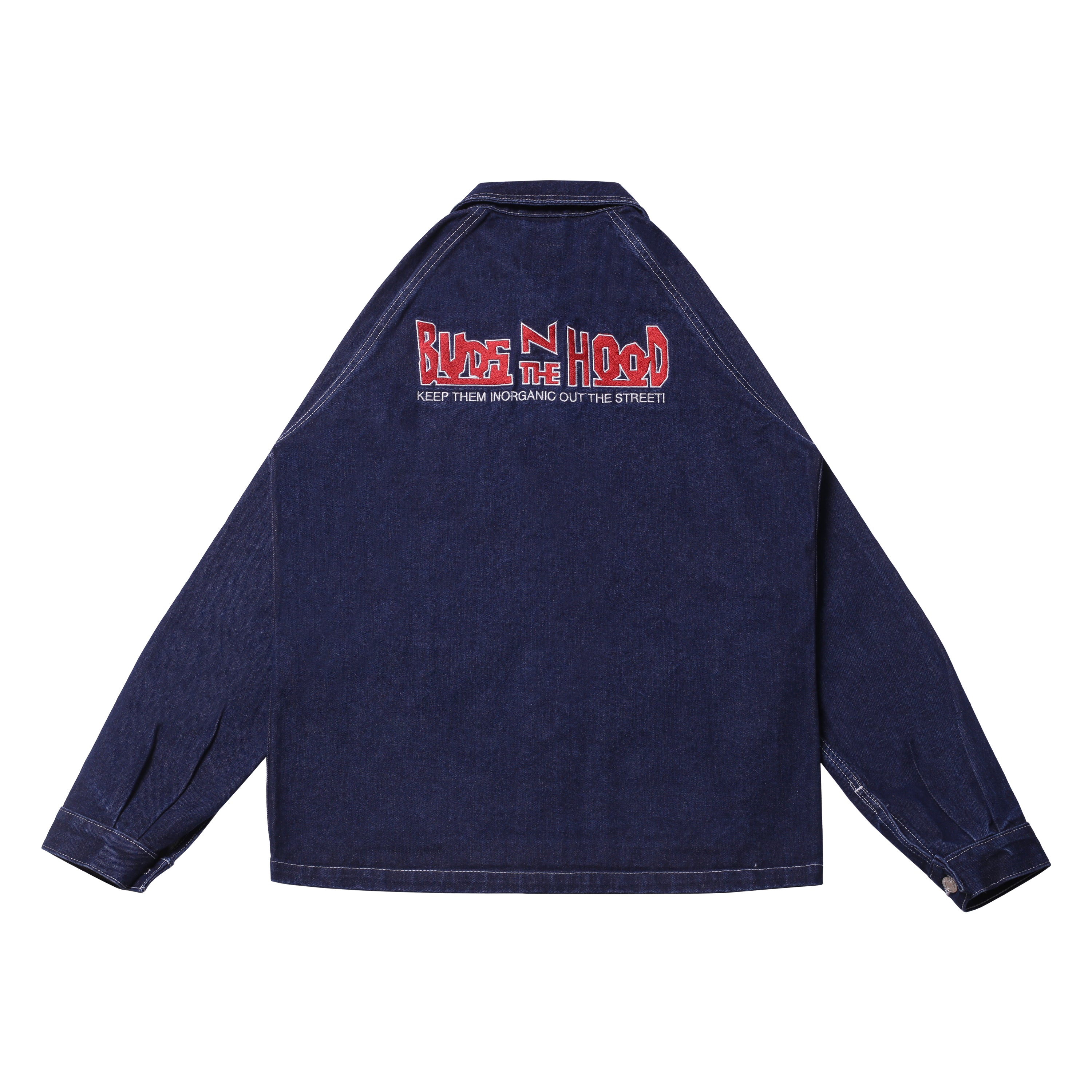 Pot Meets Pop Coat - Buds Crutch Chore Coat Washed Indigo Ss25