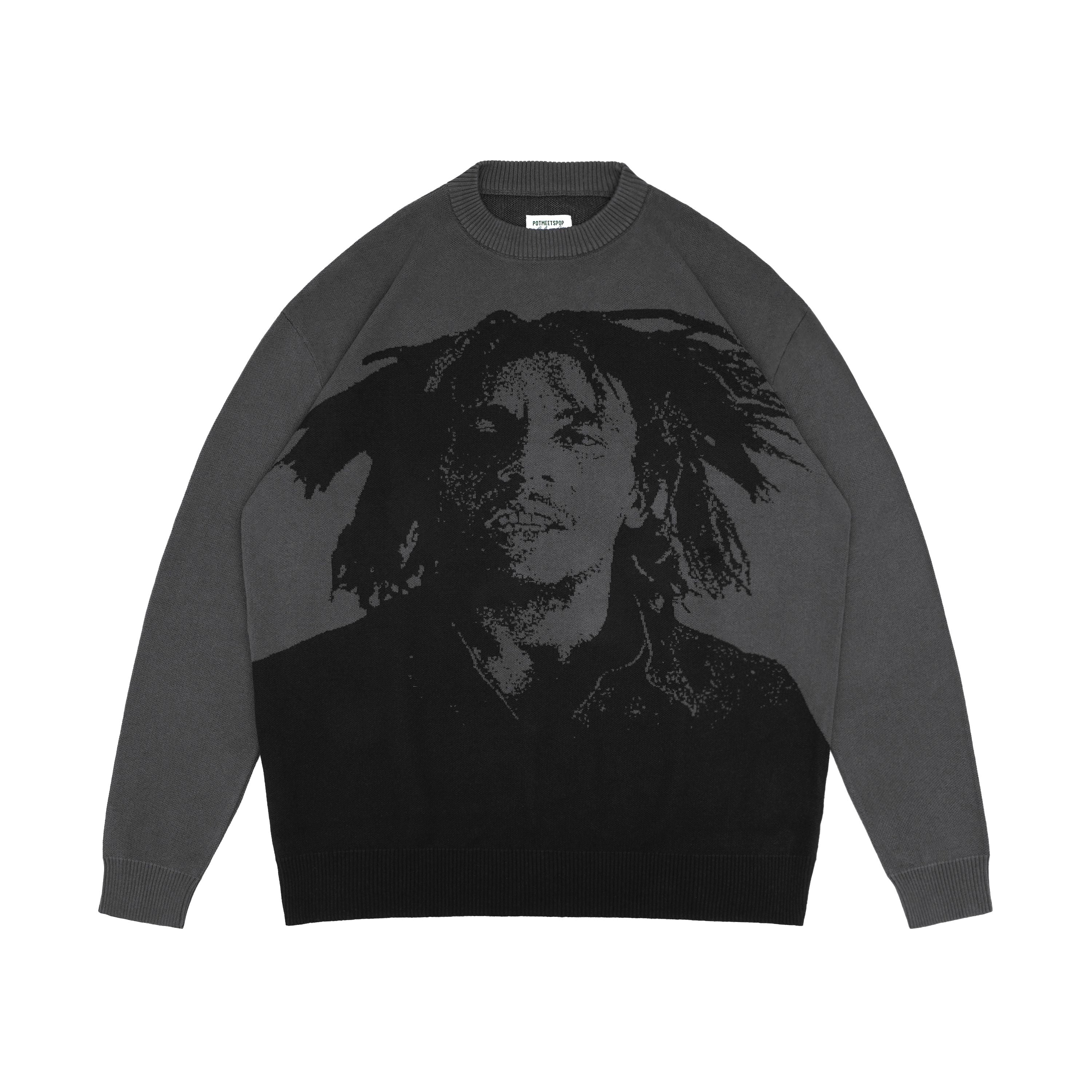 Pot Meets Pop x Bob Marley - Natty Dread Knitted Sweater Grey
