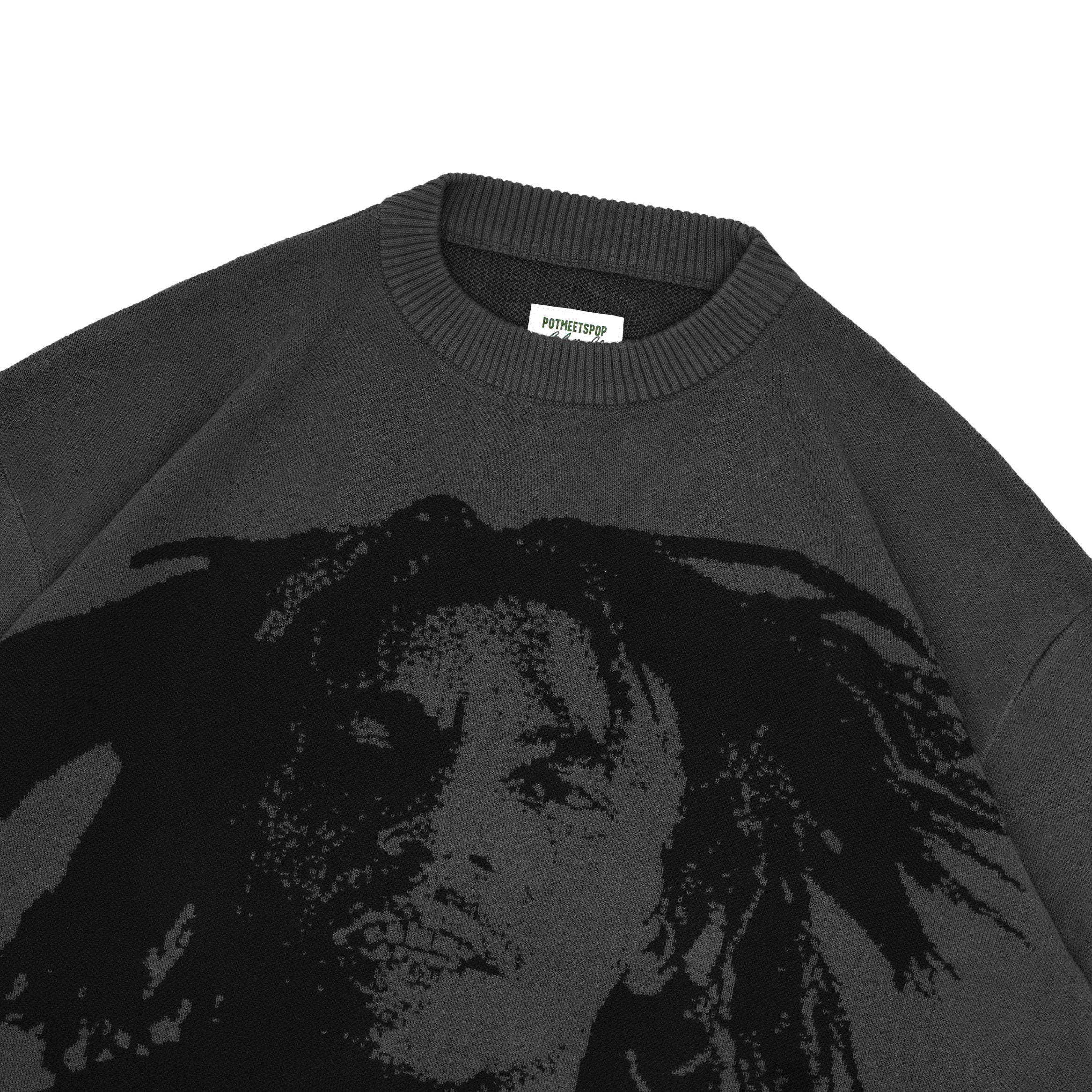 Pot Meets Pop x Bob Marley - Natty Dread Knitted Sweater Grey