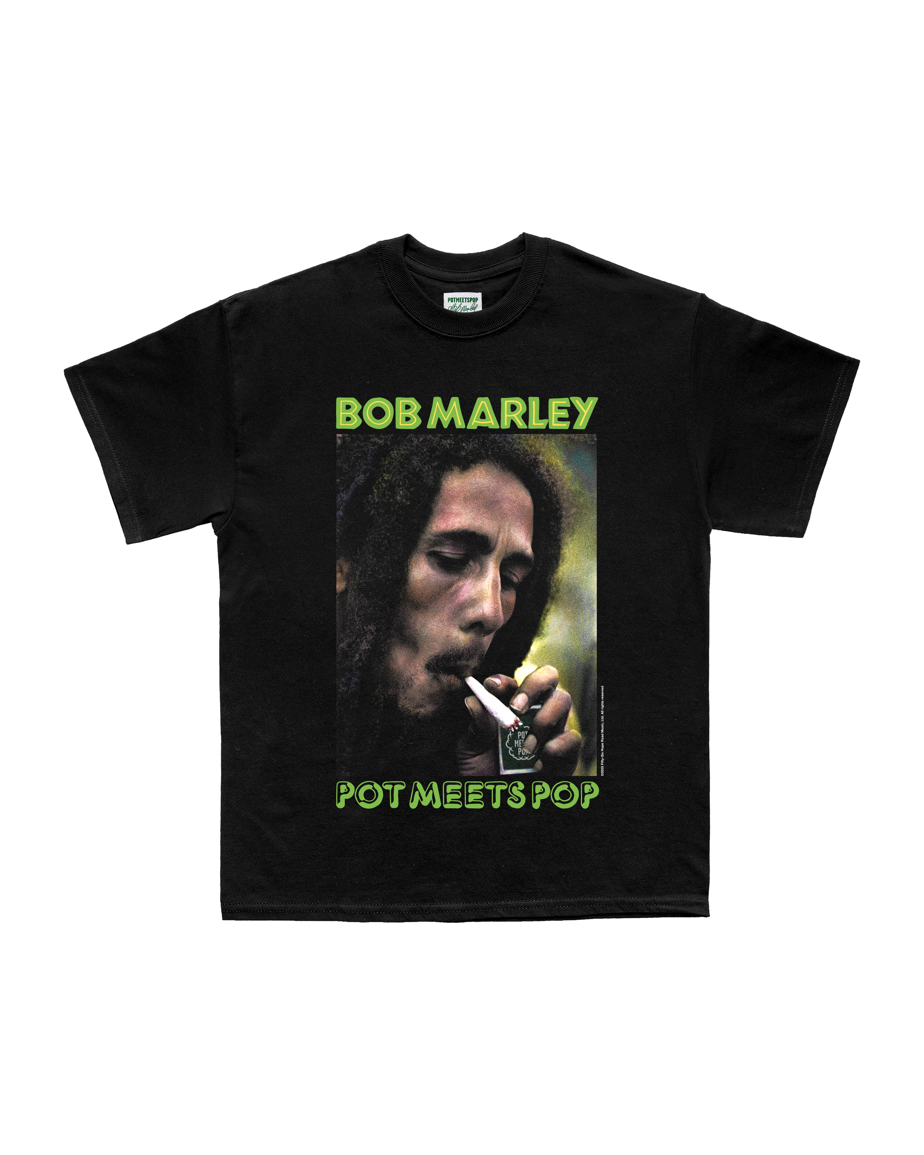 Pot Meets Pop x Bob Marley - Light My Spliff Tee Black - T'shirt
