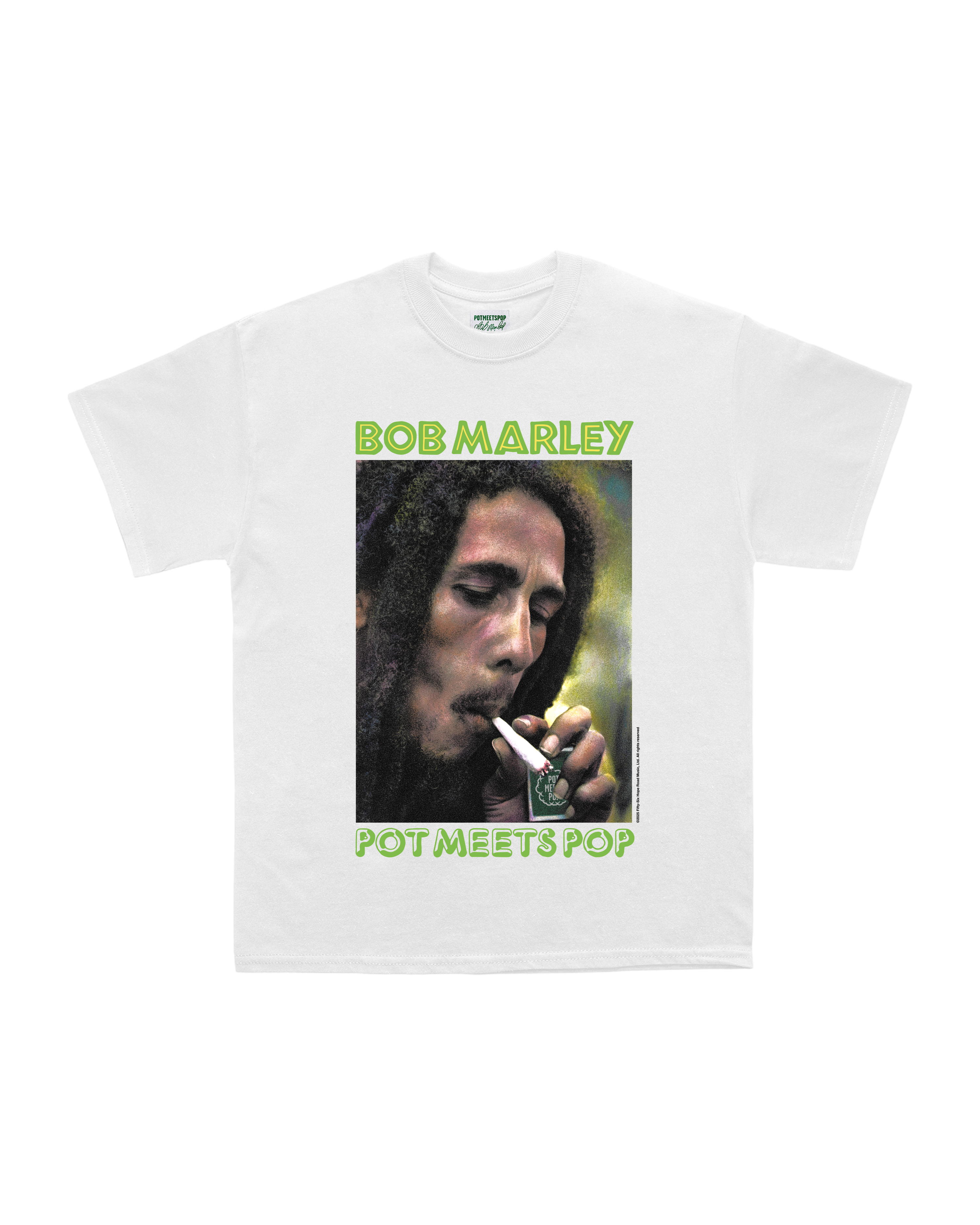Pot Meets Pop x Bob Marley - Light My Spliff Tee White - T'shirt