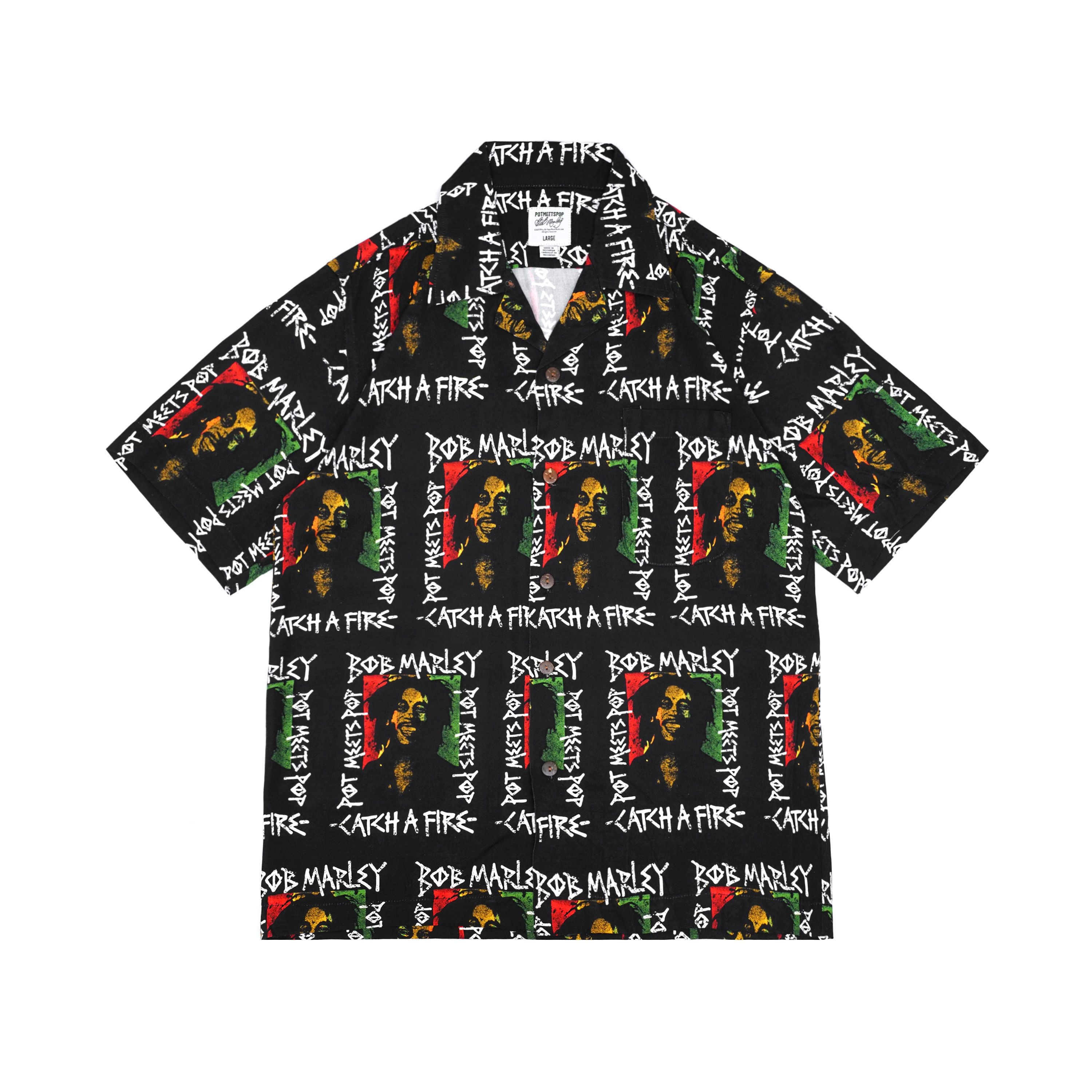 Pot Meets Pop x Bob Marley - Catch A Fire Aloha Shirt Multi Color