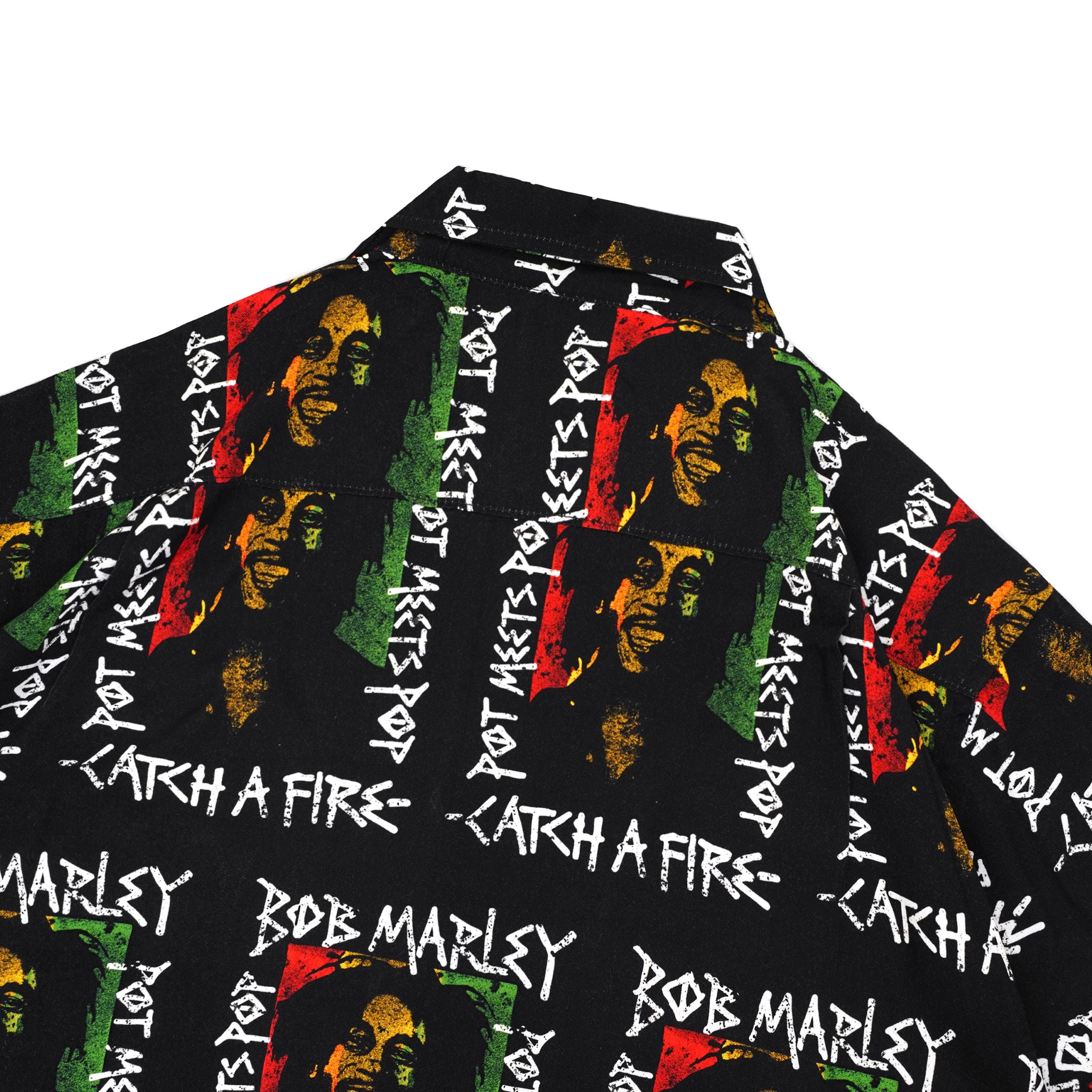 Pot Meets Pop x Bob Marley - Catch A Fire Aloha Shirt Multi Color