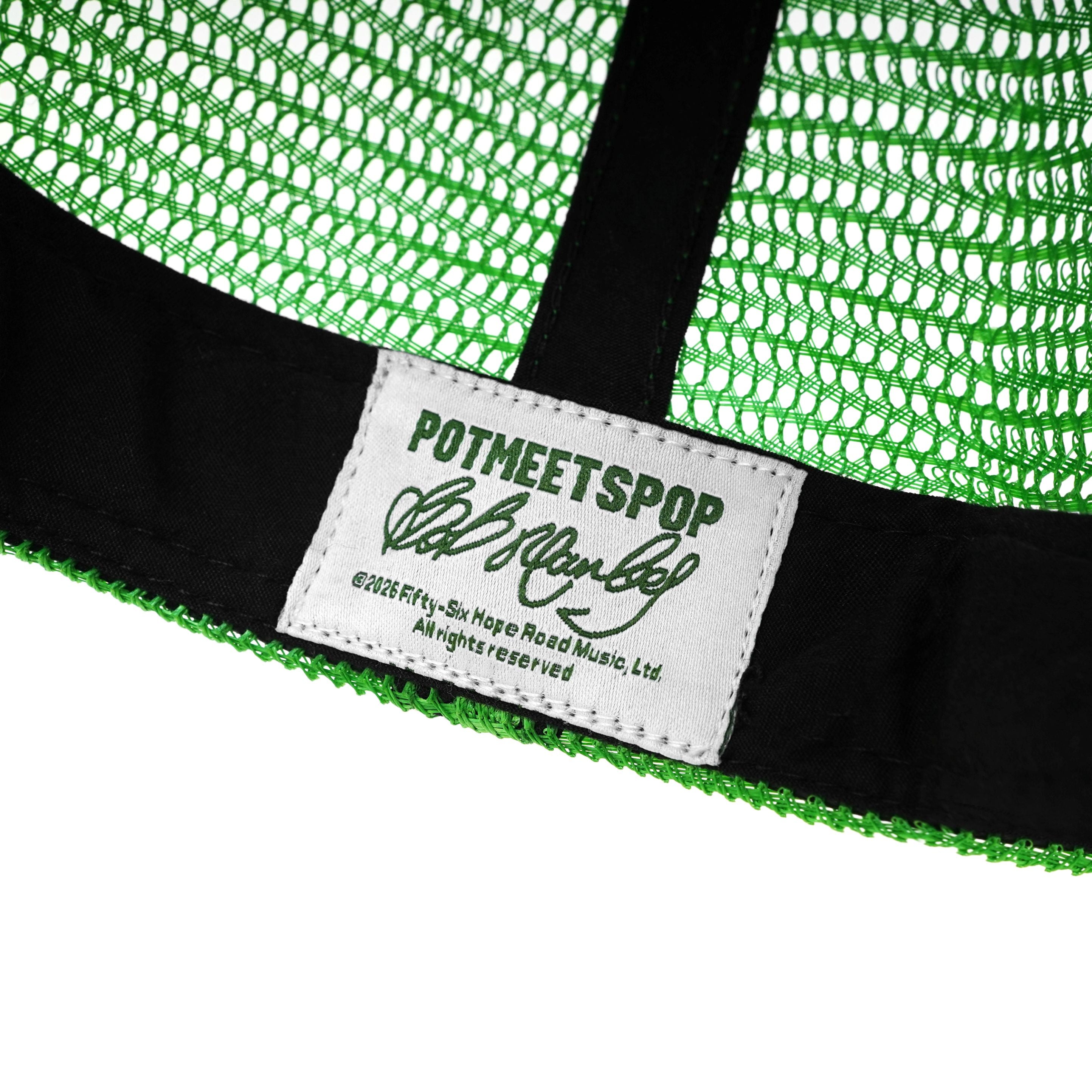 Pot Meets Pop x Bob Marley - Sunset Trucker Hat Green