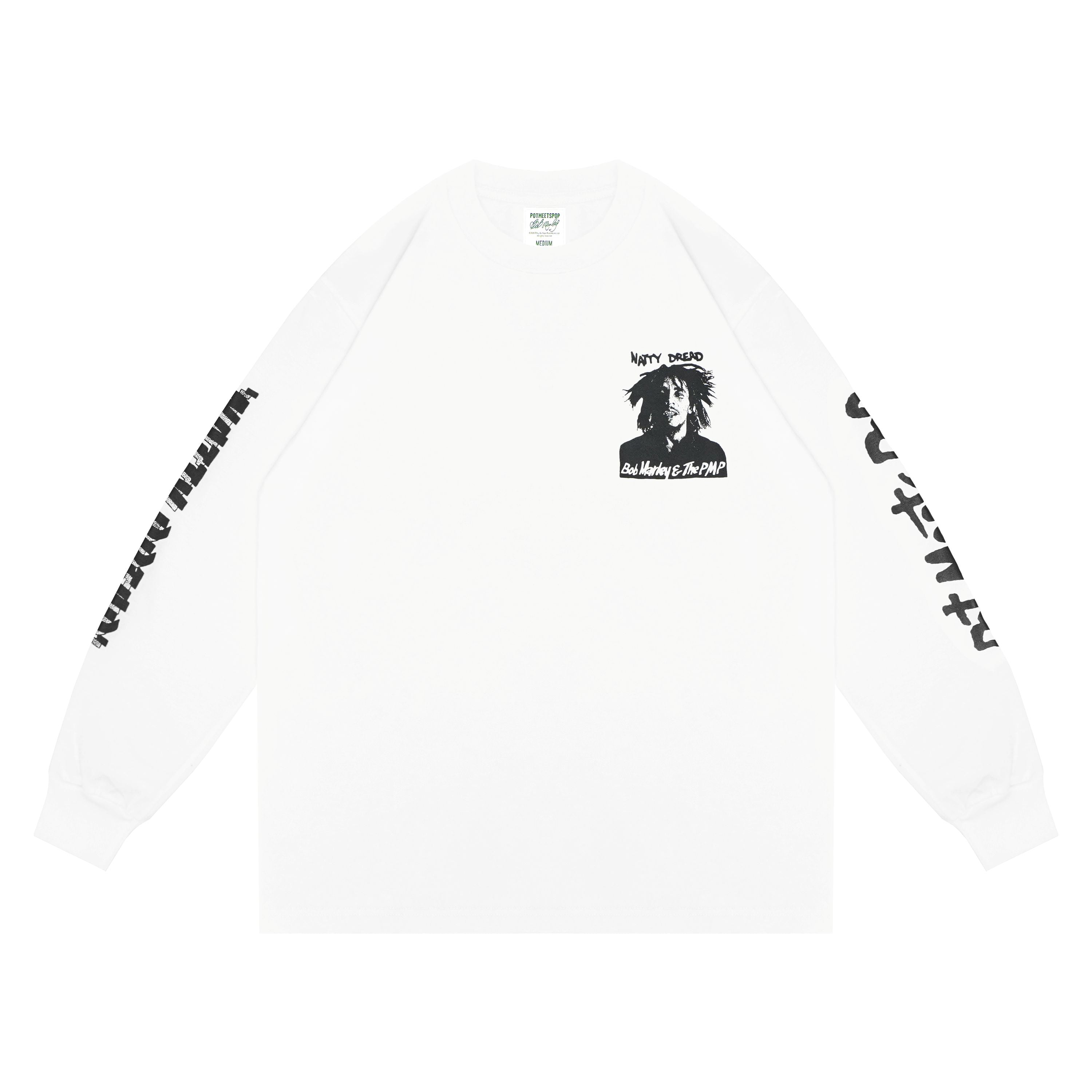 Pot Meets Pop x Bob Marley - Natty Dread Longsleeve White