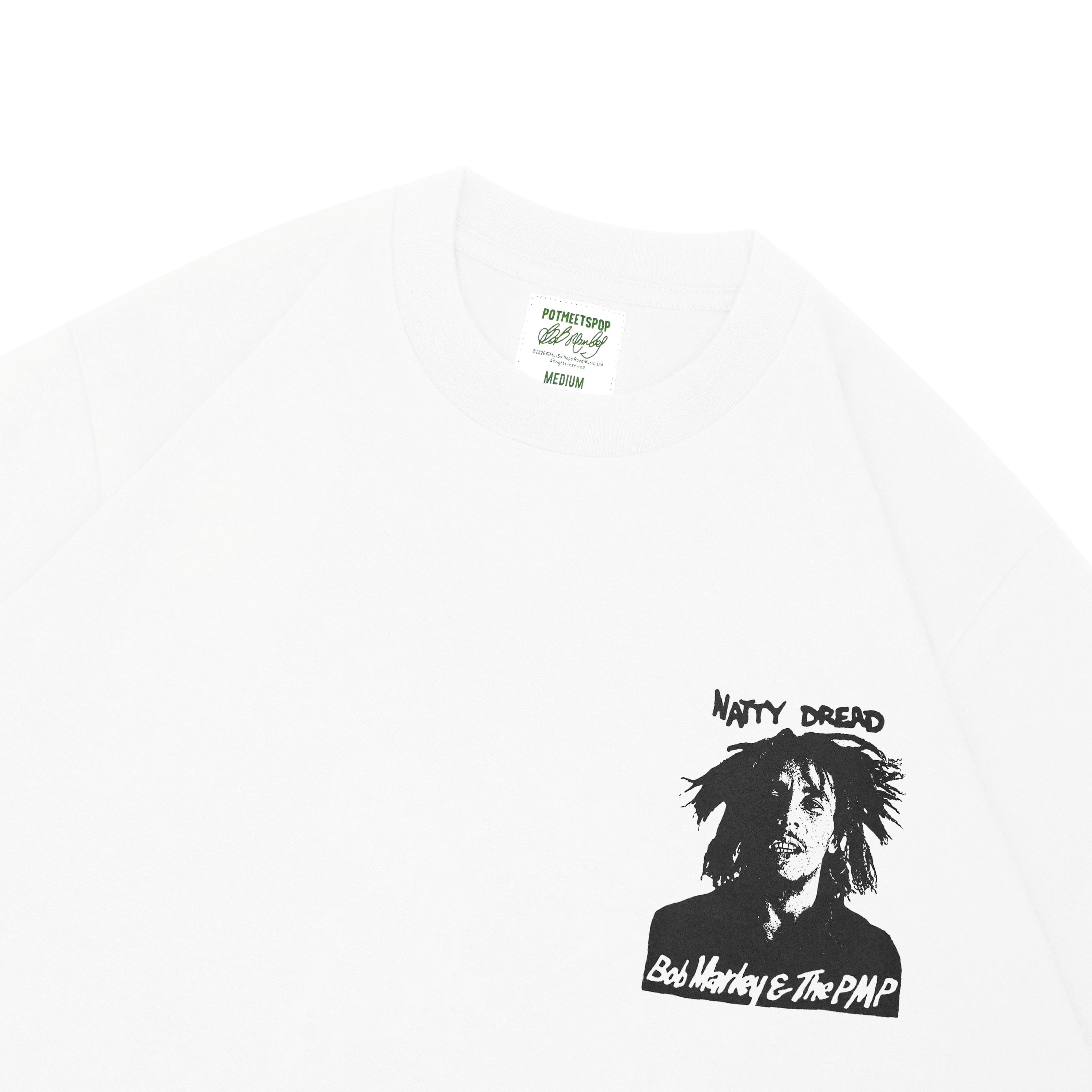 Pot Meets Pop x Bob Marley - Natty Dread Longsleeve White