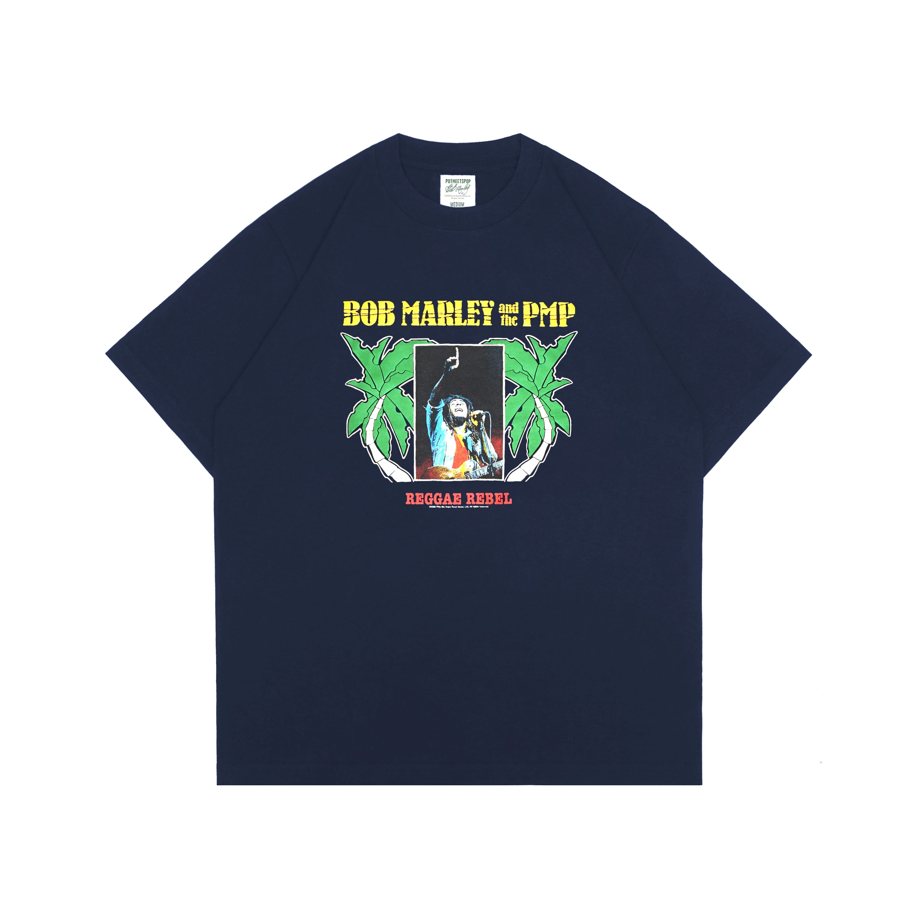Pot Meets Pop x Bob Marley - Reggae Label Tee Navy