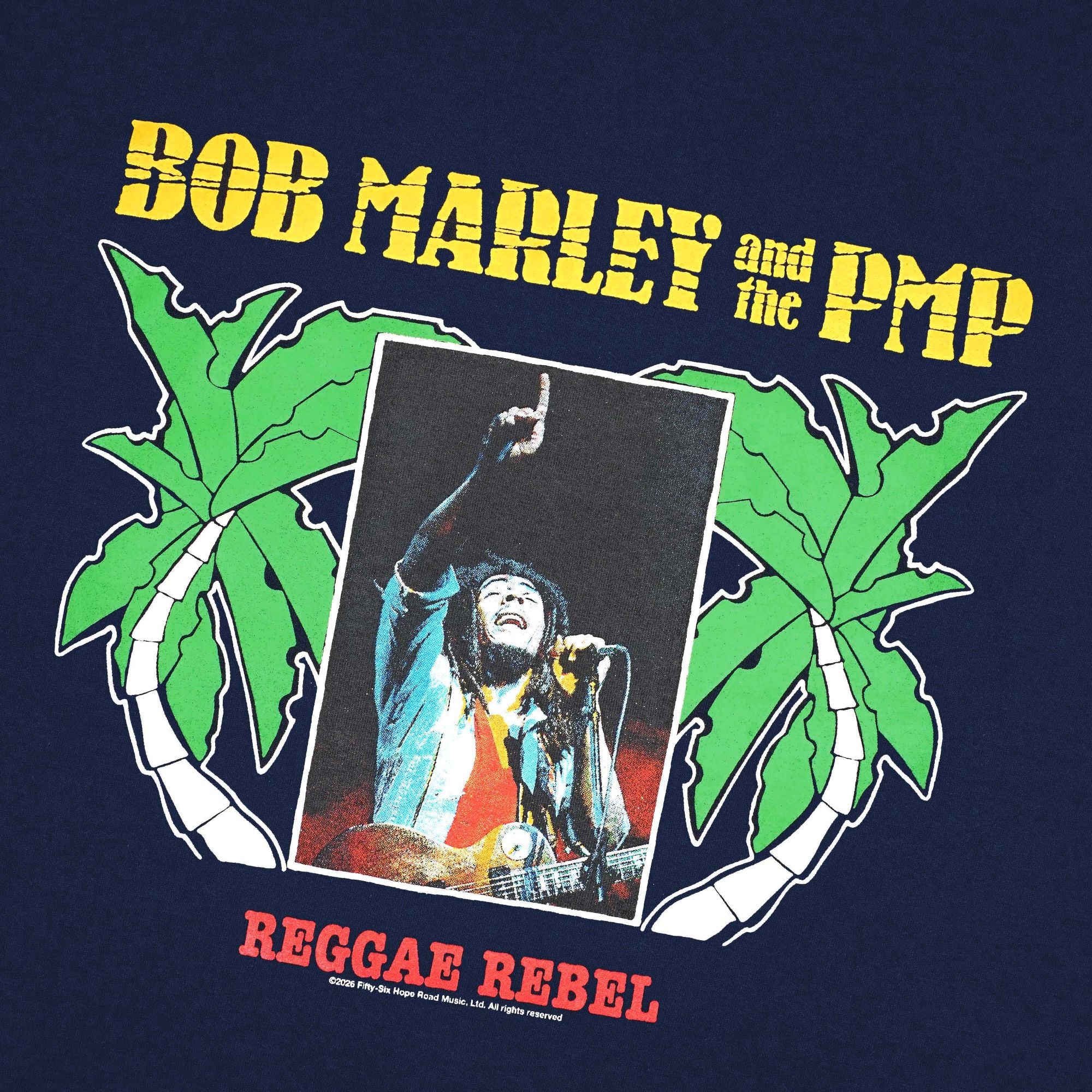 Pot Meets Pop x Bob Marley - Reggae Label Tee Navy