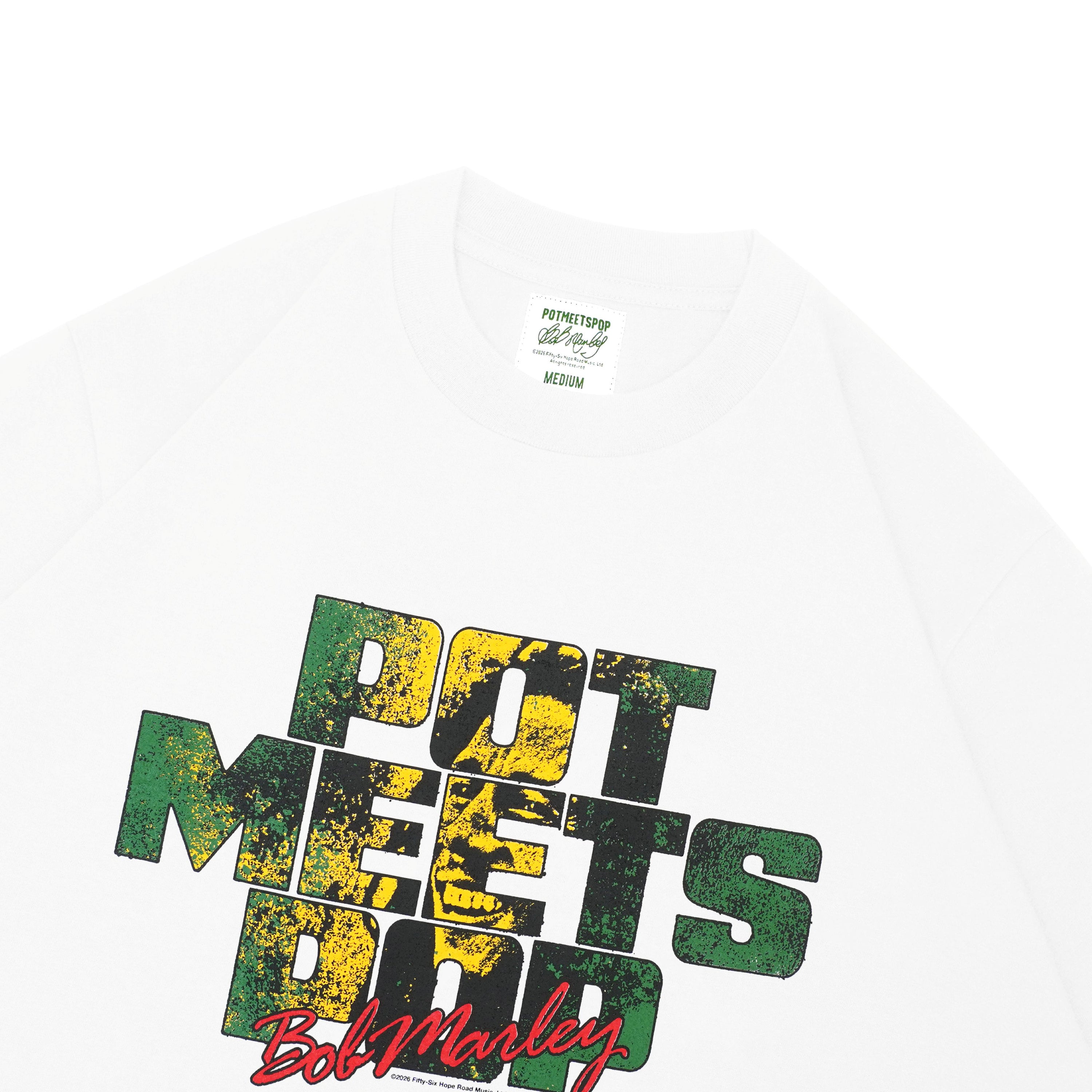 Pot Meets Pop x Bob Marley - Sunset Tee White