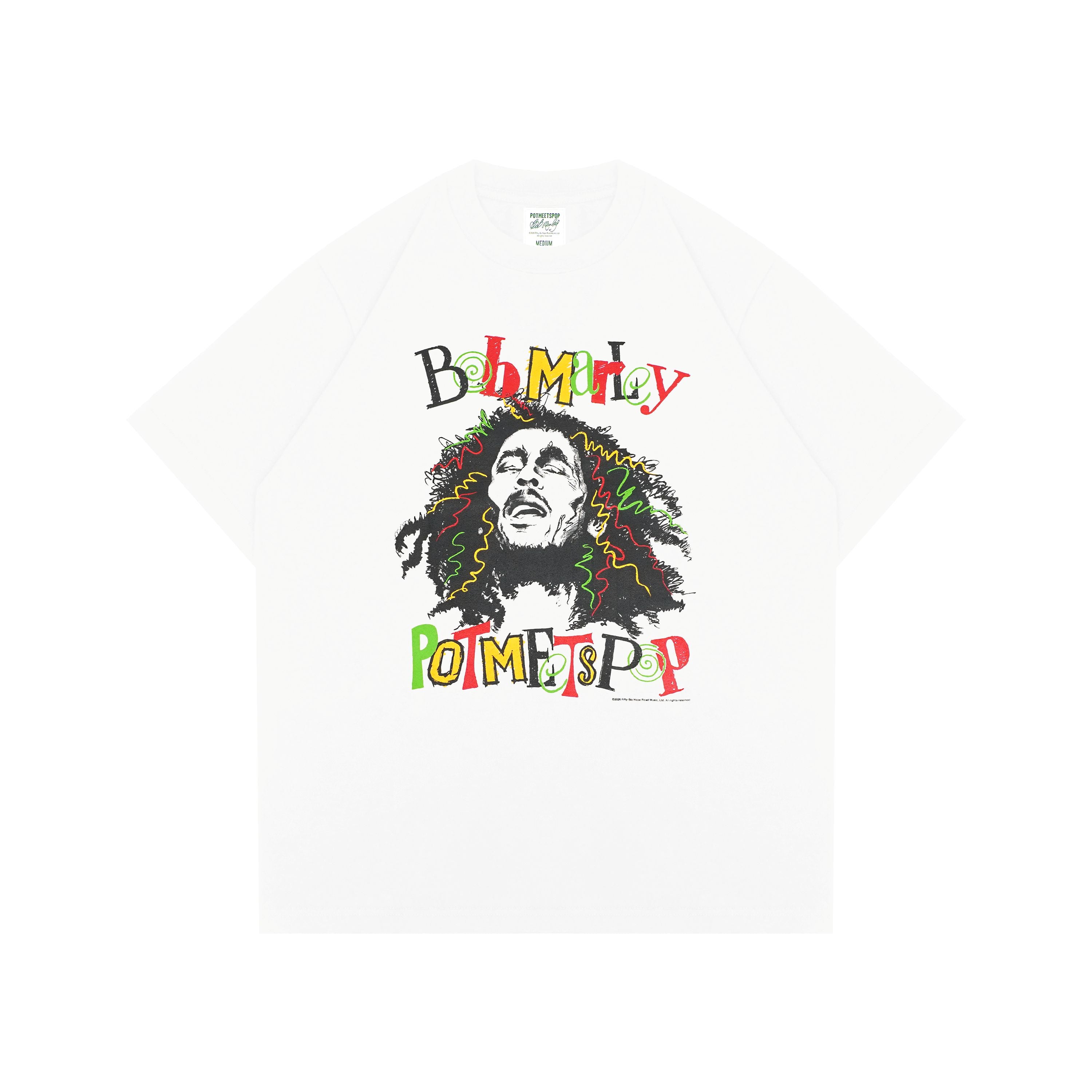 Pot Meets Pop x Bob Marley - Sketch Tee White