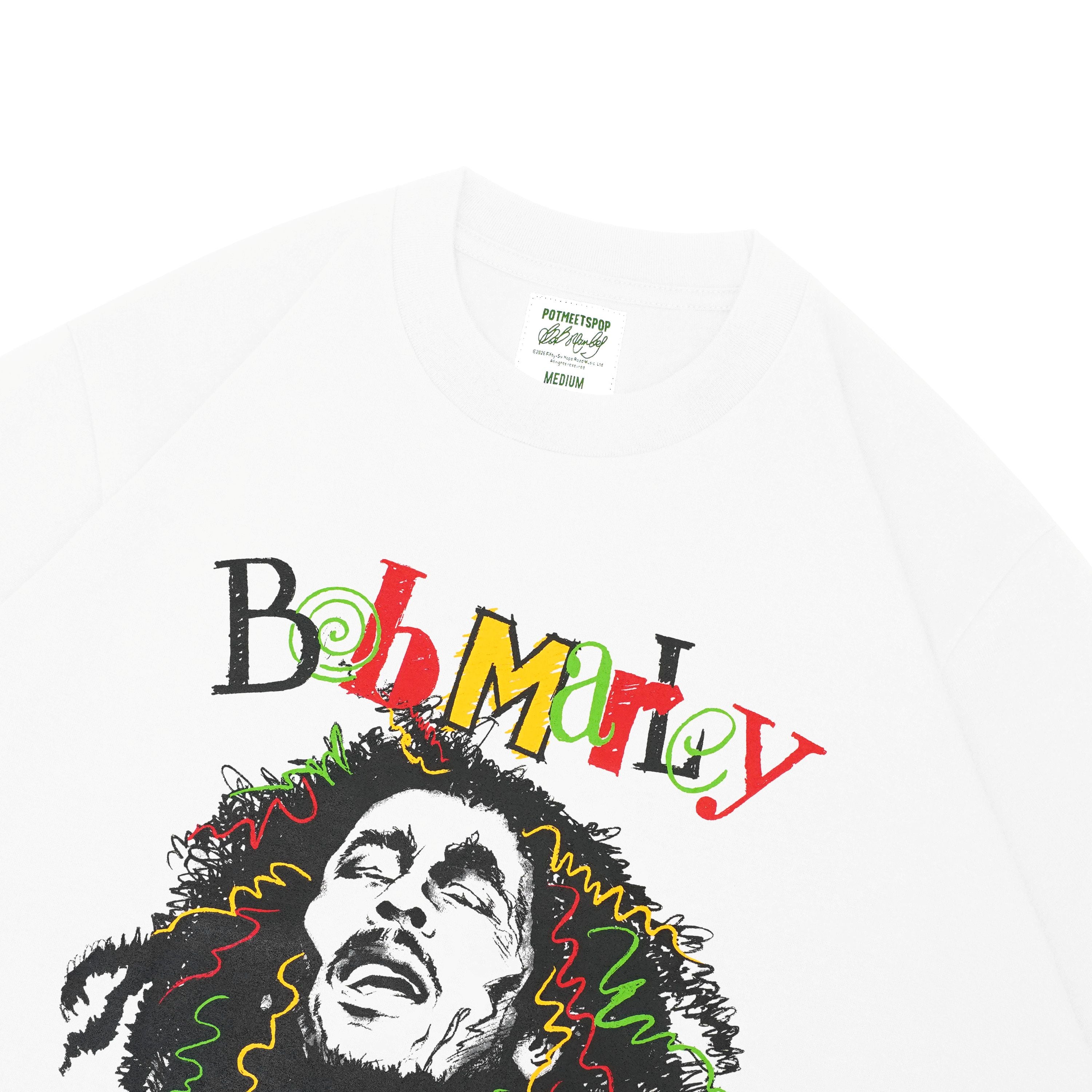 Pot Meets Pop x Bob Marley - Sketch Tee White