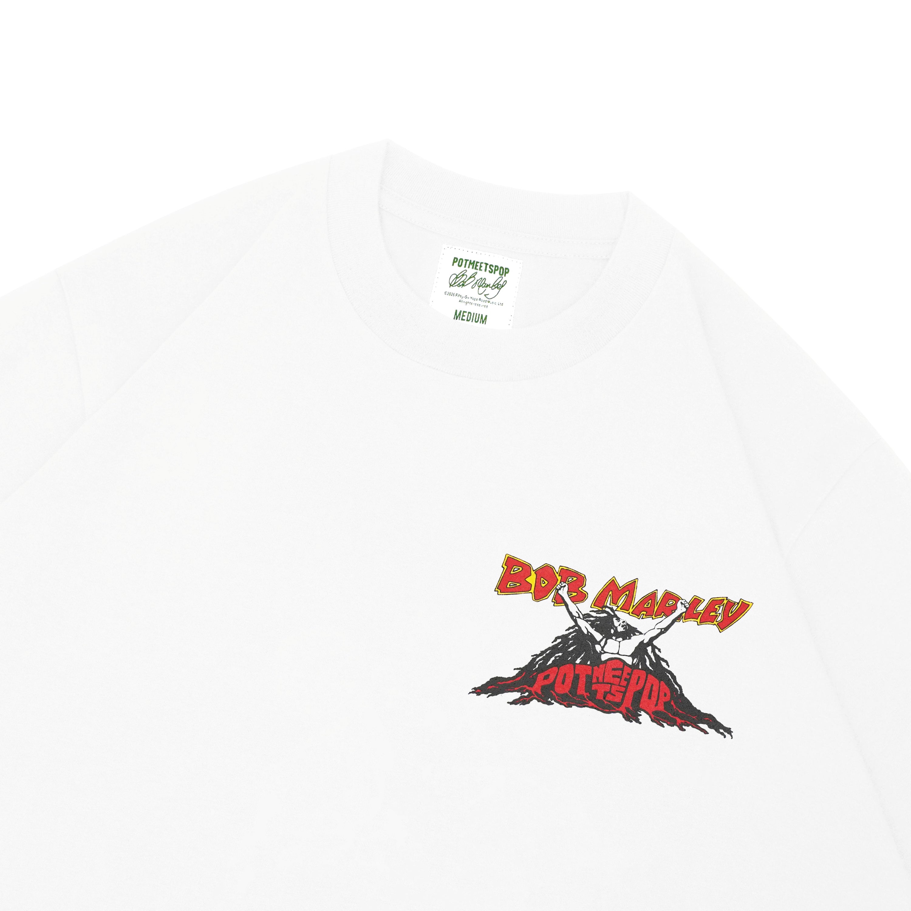 Pot Meets Pop x Bob Marley - Up Rissing Tee White