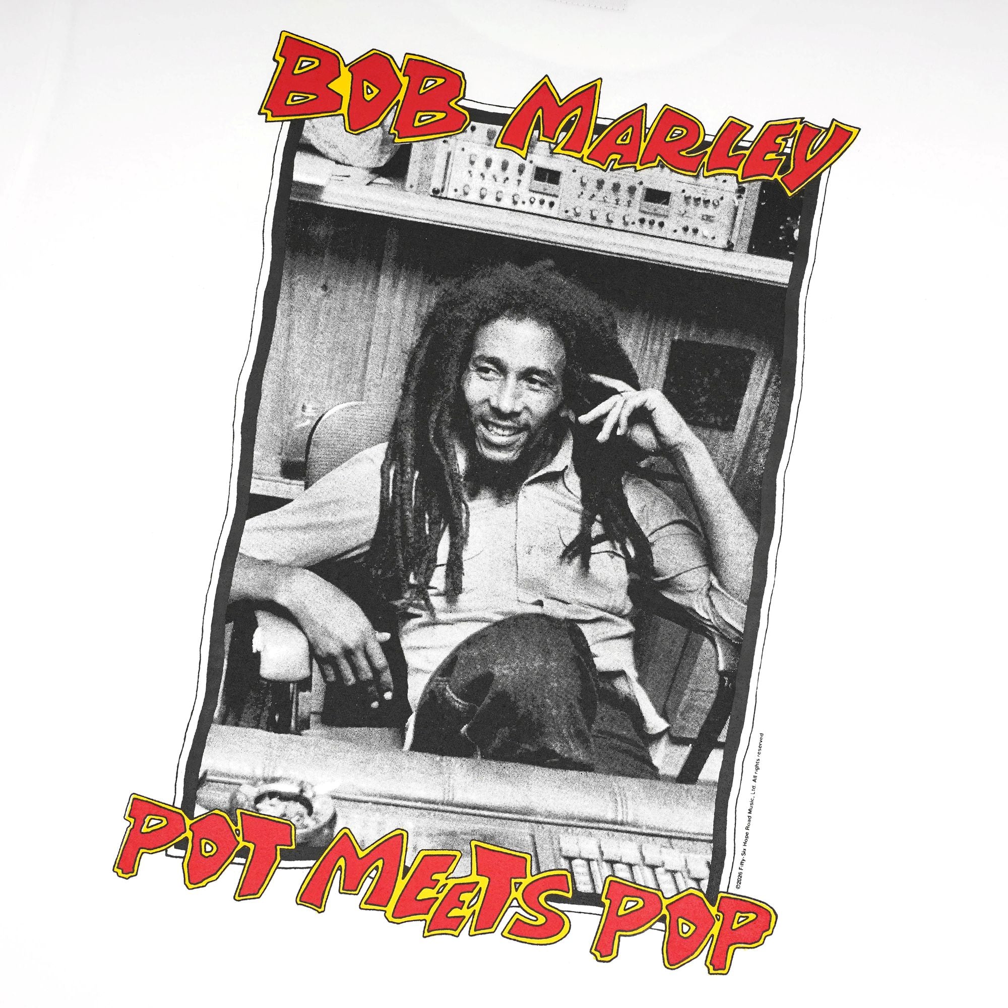 Pot Meets Pop x Bob Marley - Up Rissing Tee White