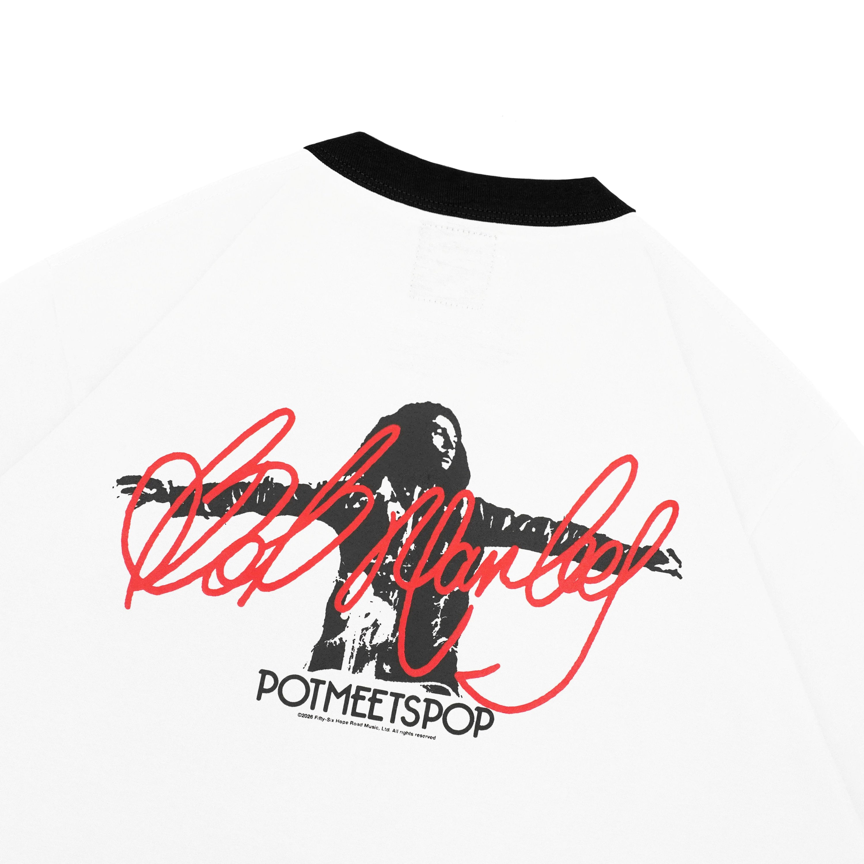 Pot Meets Pop x Bob Marley - Exodus Ringer Tee White
