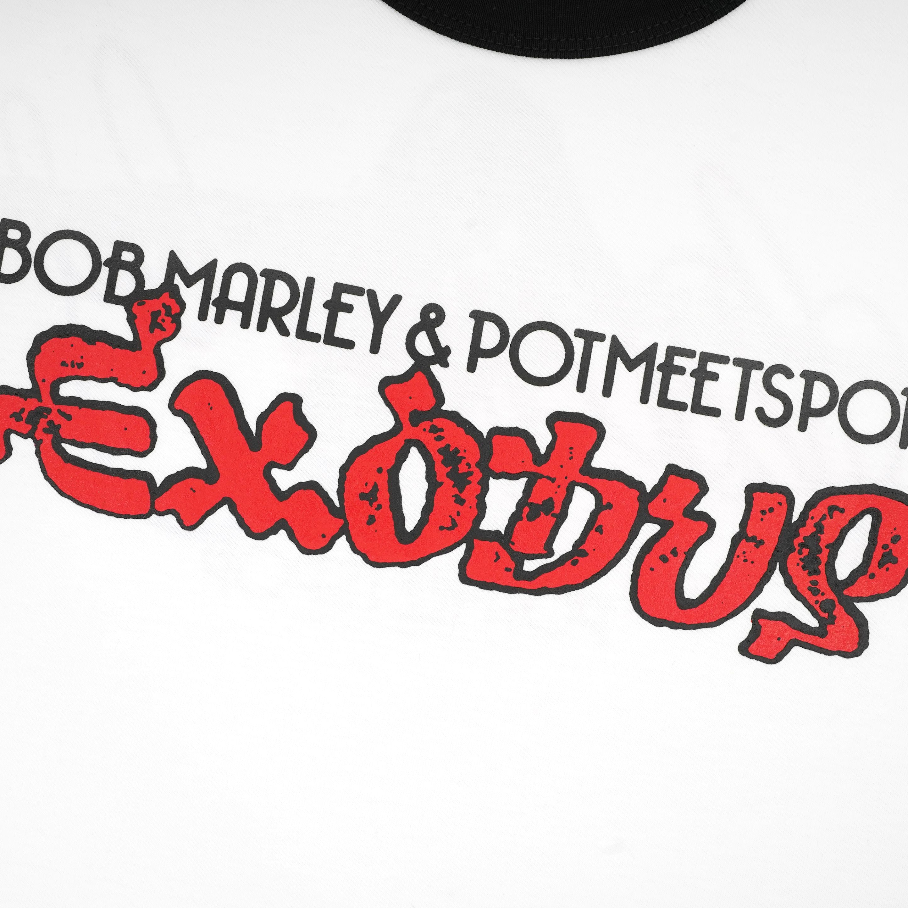 Pot Meets Pop x Bob Marley - Exodus Ringer Tee White