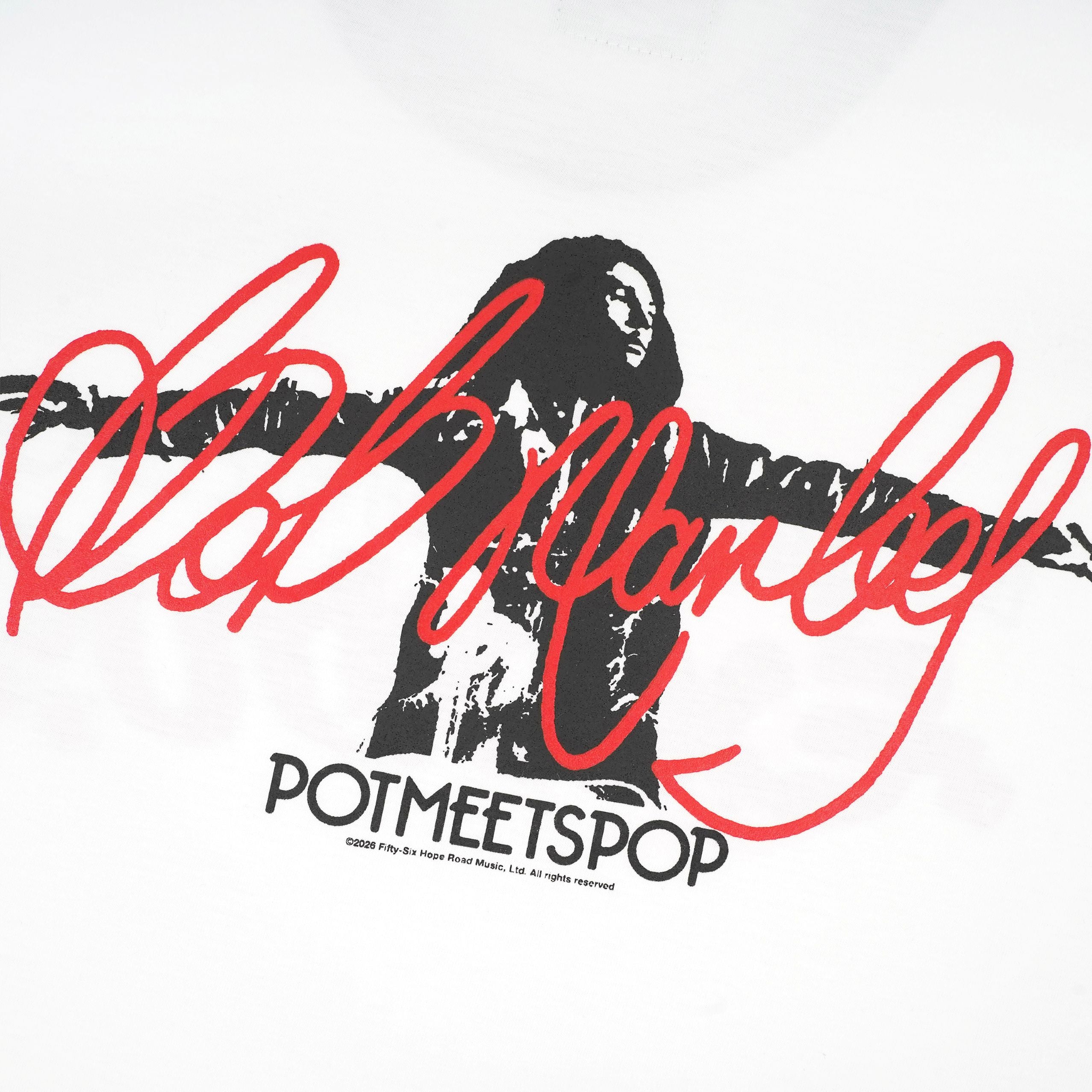 Pot Meets Pop x Bob Marley - Exodus Ringer Tee White