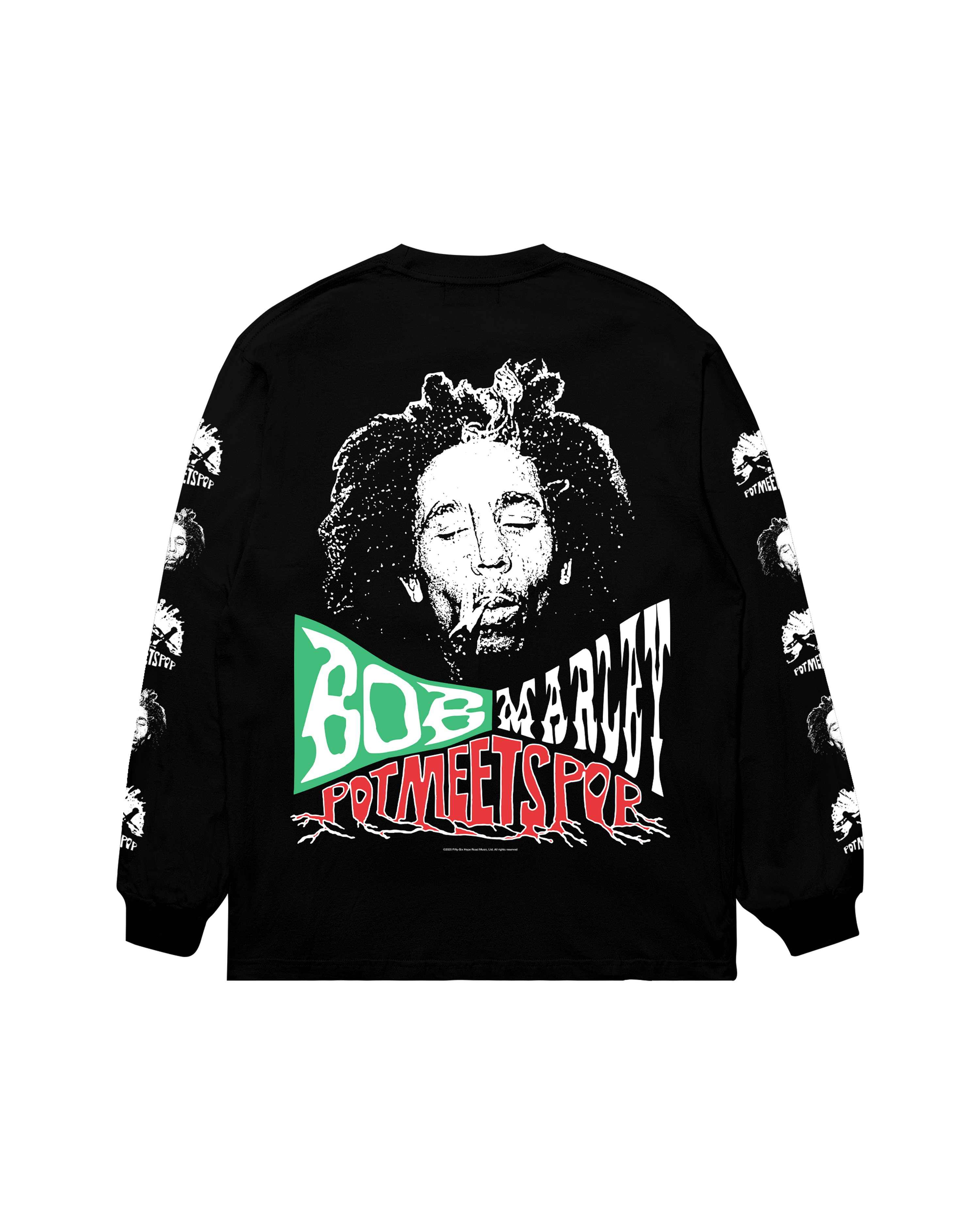 Pot Meets Pop x Bob Marley - Uprising Ls Tee Black
