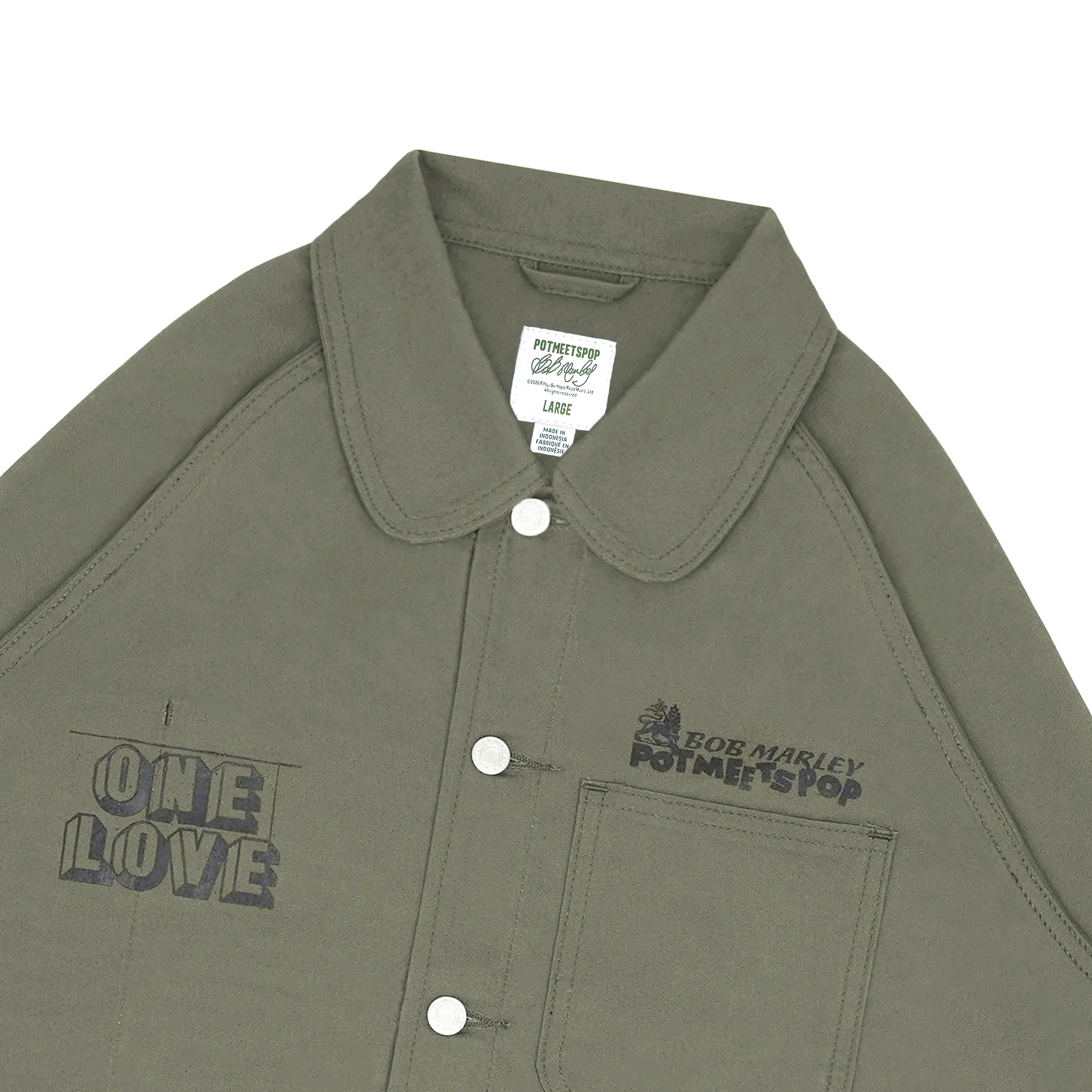 Pot Meets Pop x Bob Marley - Jamming Chore Coat Olive Green