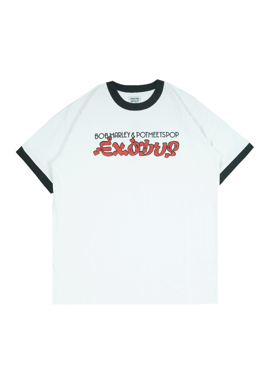 Pot Meets Pop x Bob Marley - Exodus Ringer Tee White