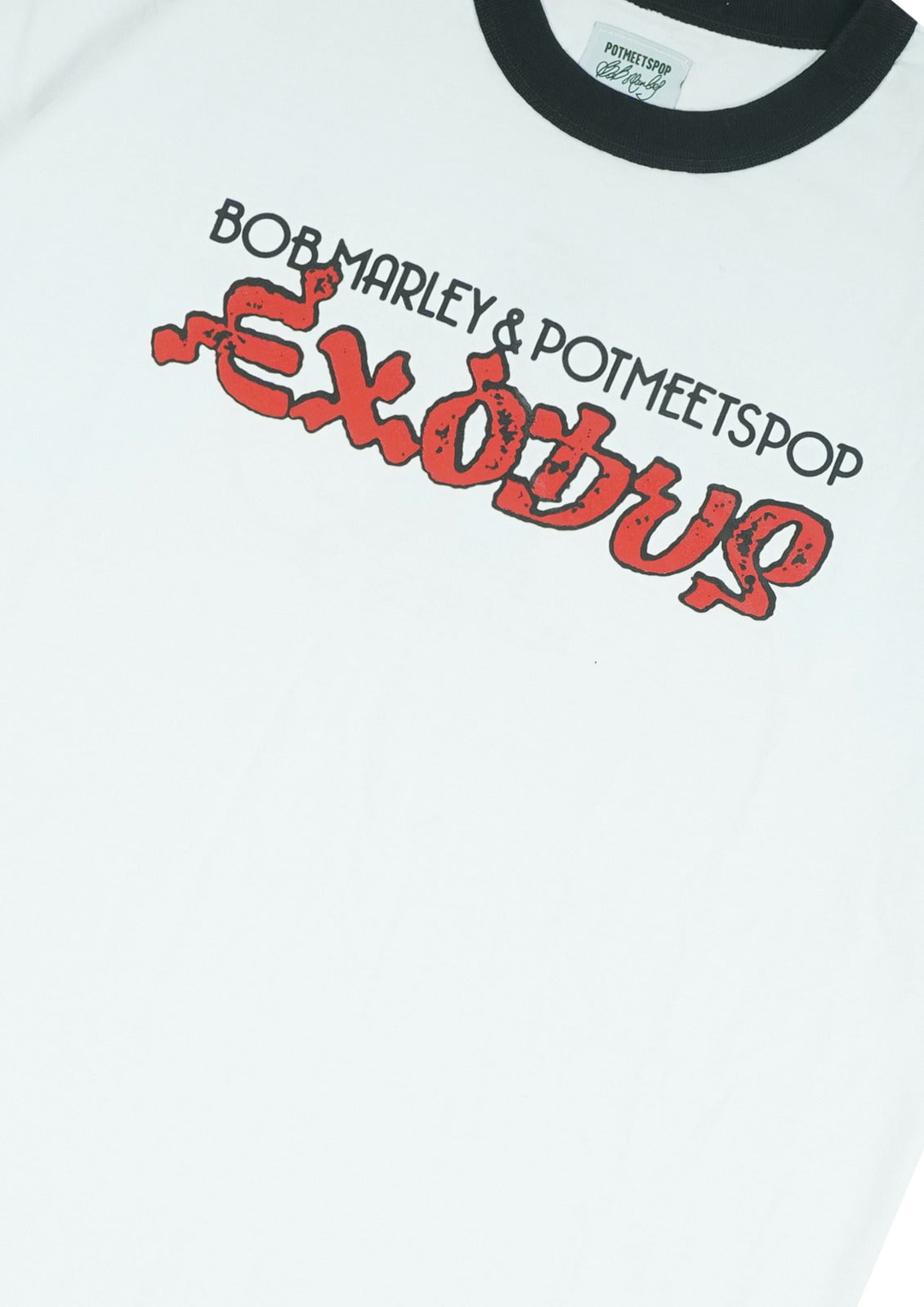 Pot Meets Pop x Bob Marley - Exodus Ringer Tee White
