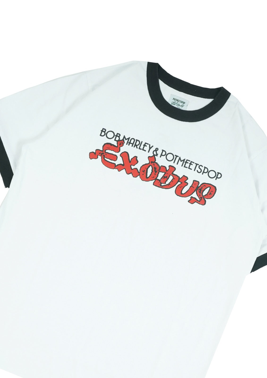 Pot Meets Pop x Bob Marley - Exodus Ringer Tee White